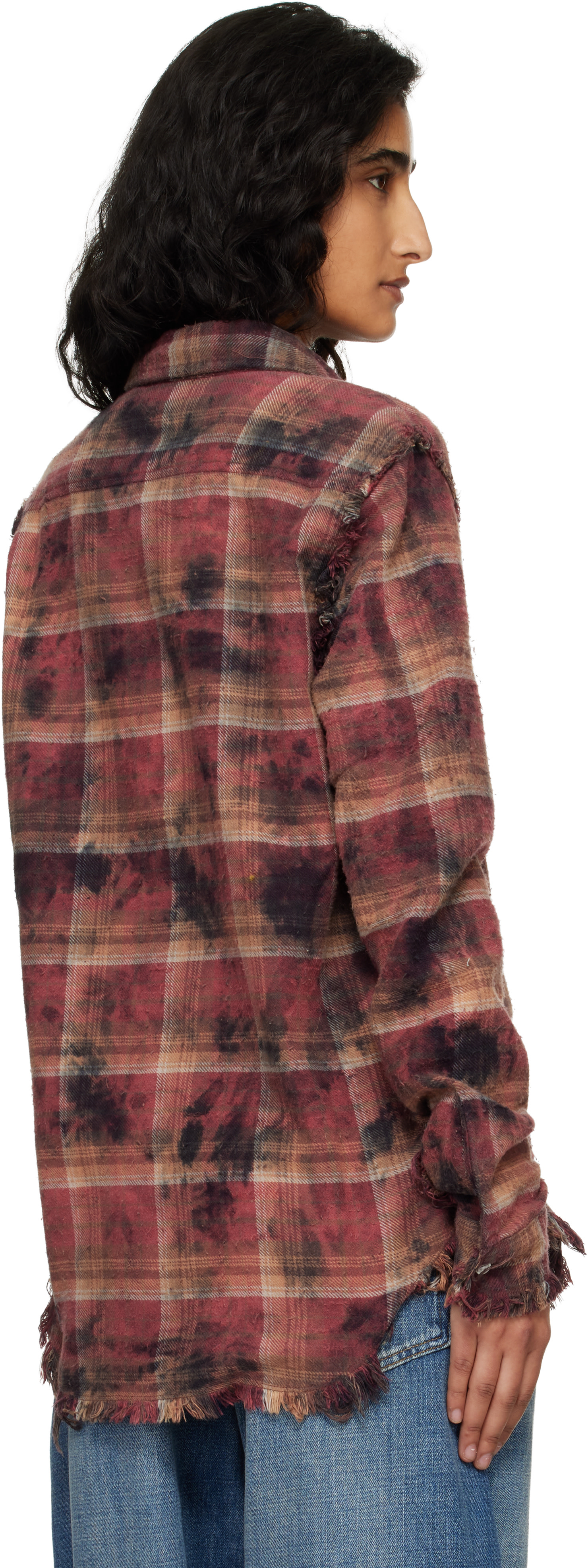 R13 - Chemise rouge à bords effilochés