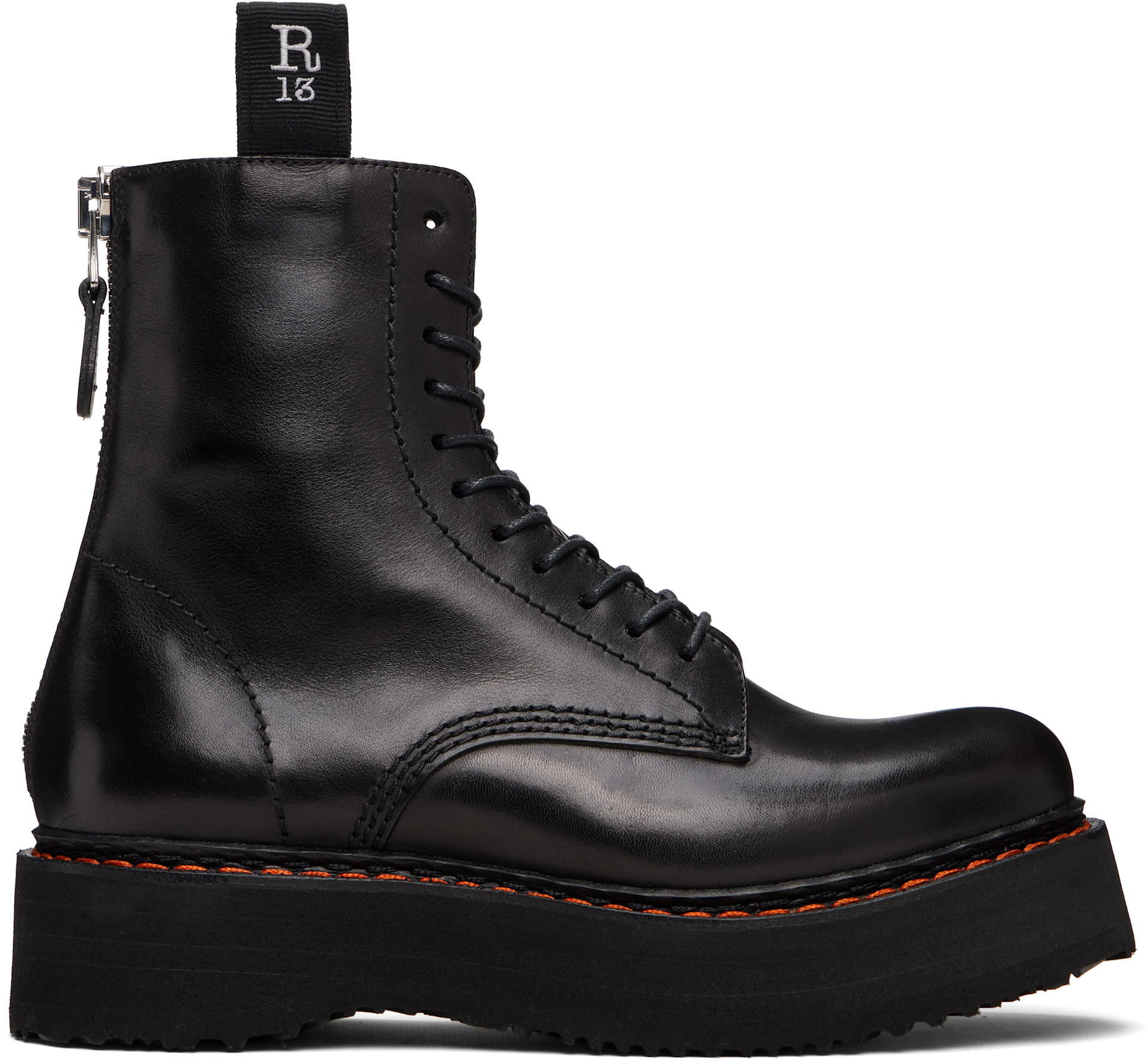 R13 - Black Single Stack Boots