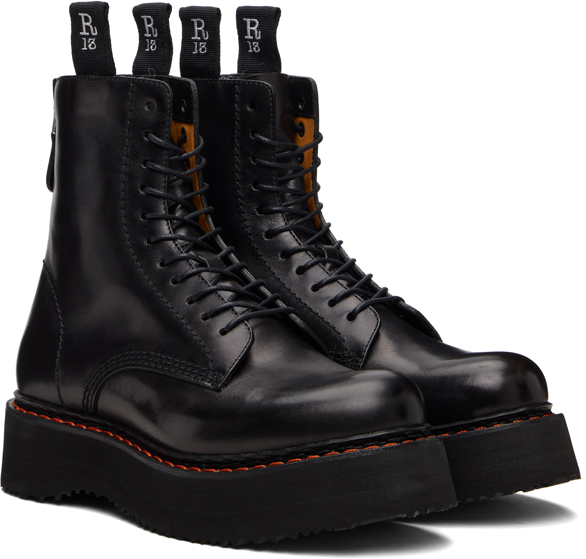 R13 - Black Single Stack Boots