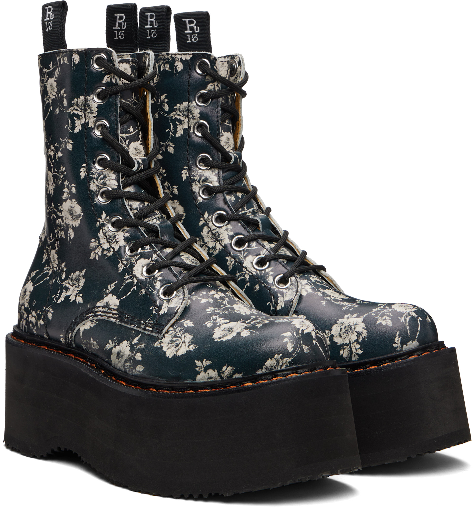 R13 - Bottes noir et blanc cassé à plateforme