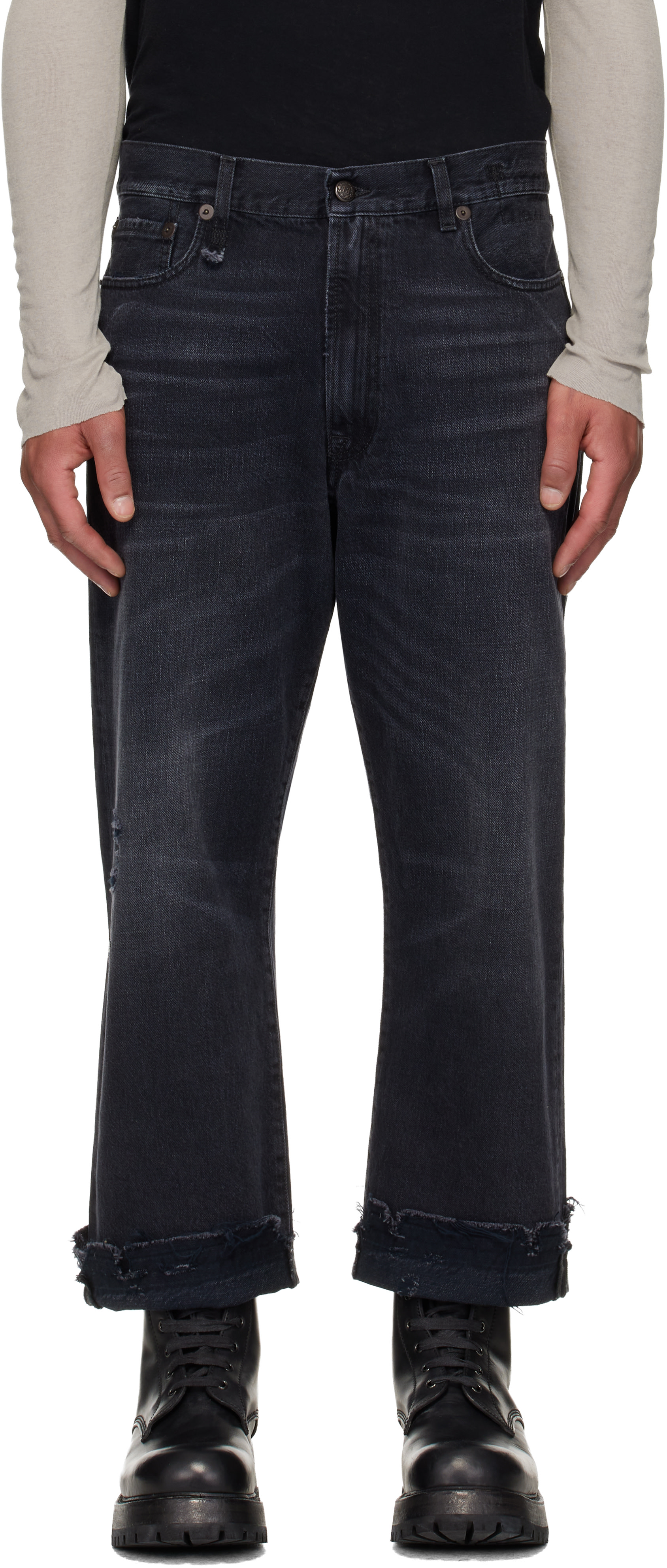 R13 - Black Washed Boyfriend Jeans