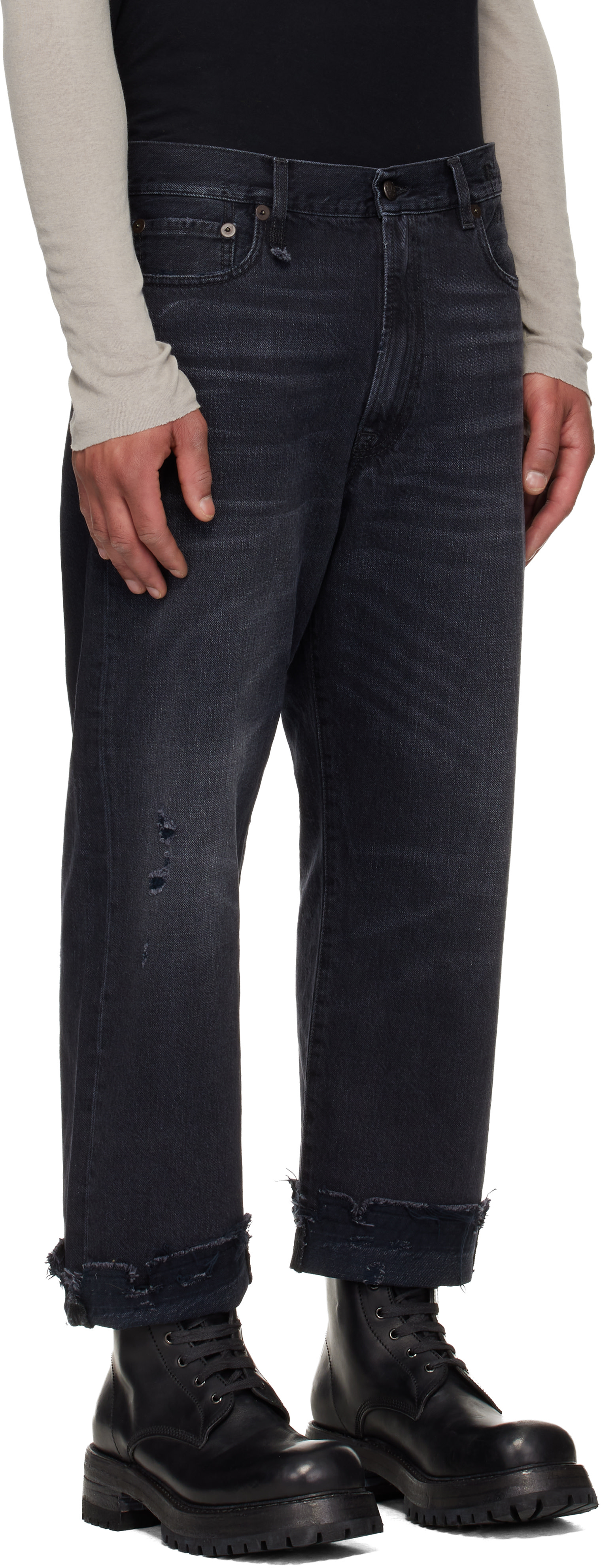 R13 - Black Washed Boyfriend Jeans