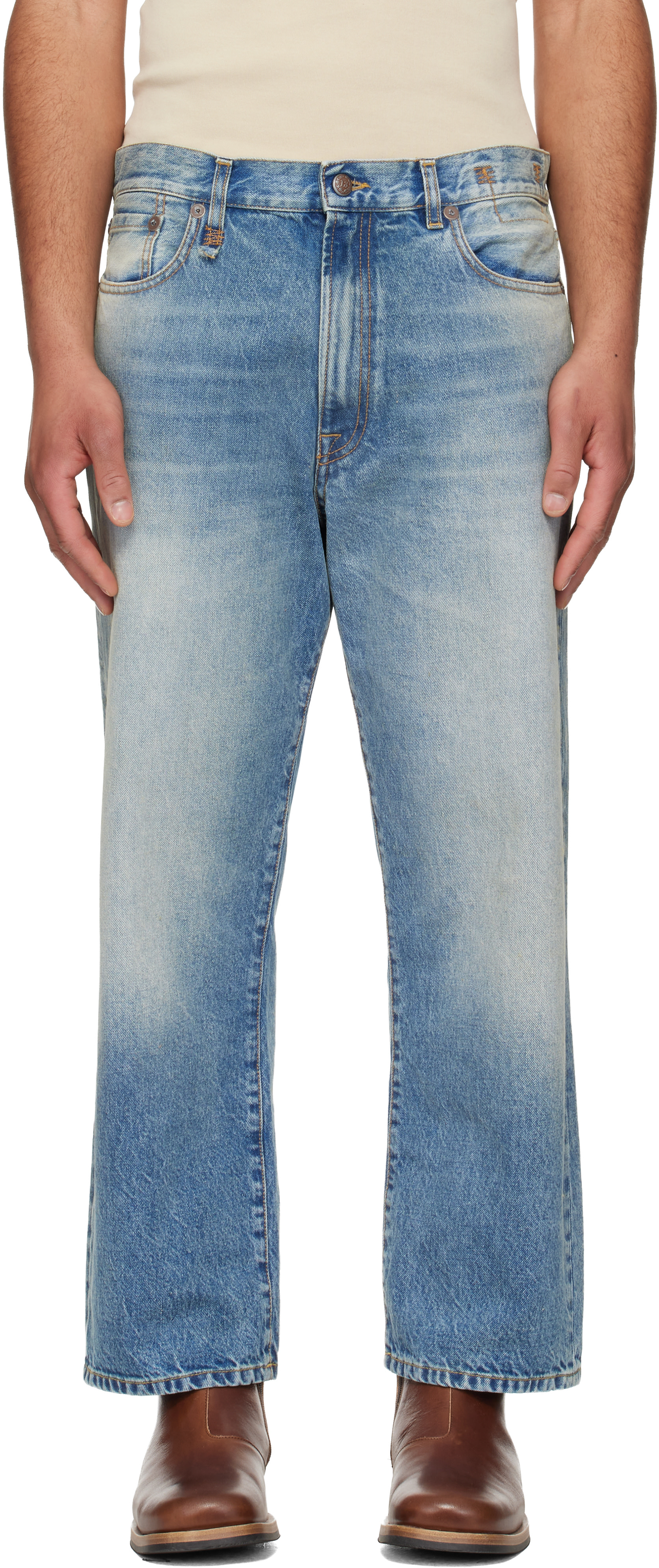 R13 - Blue Washed Boyfriend Jeans