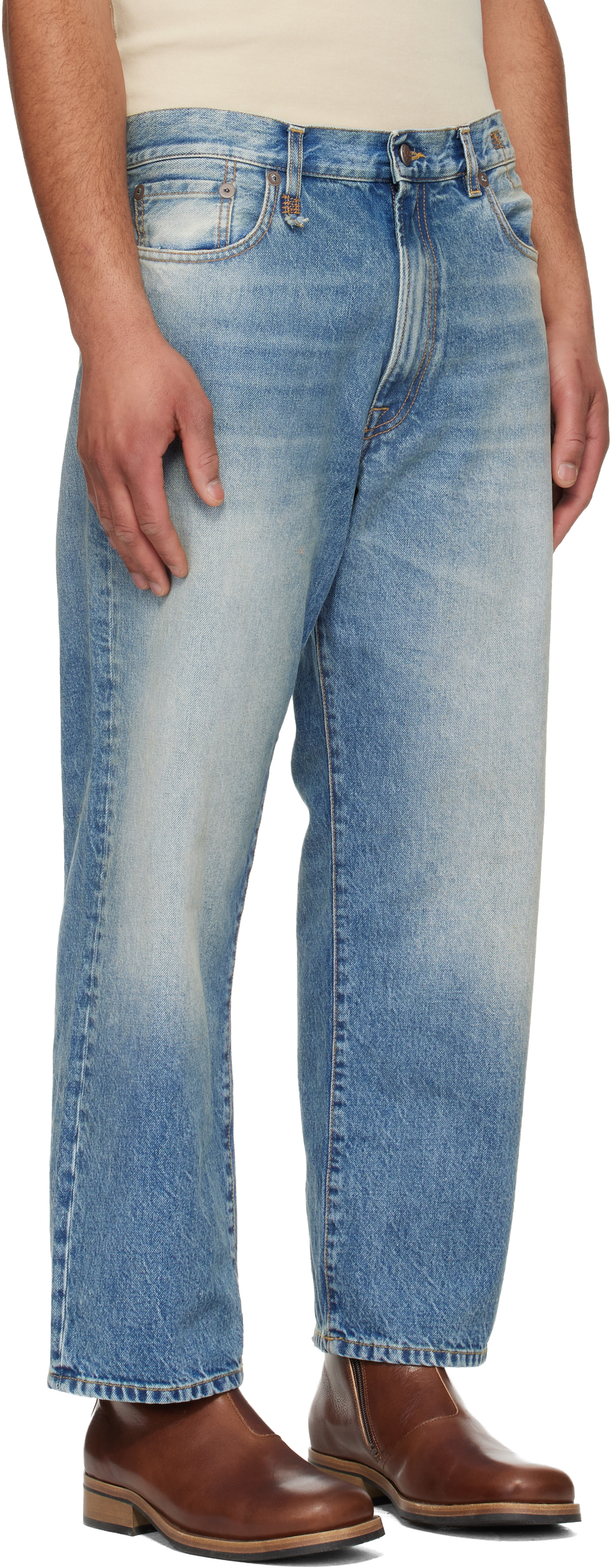 R13 - Blue Washed Boyfriend Jeans