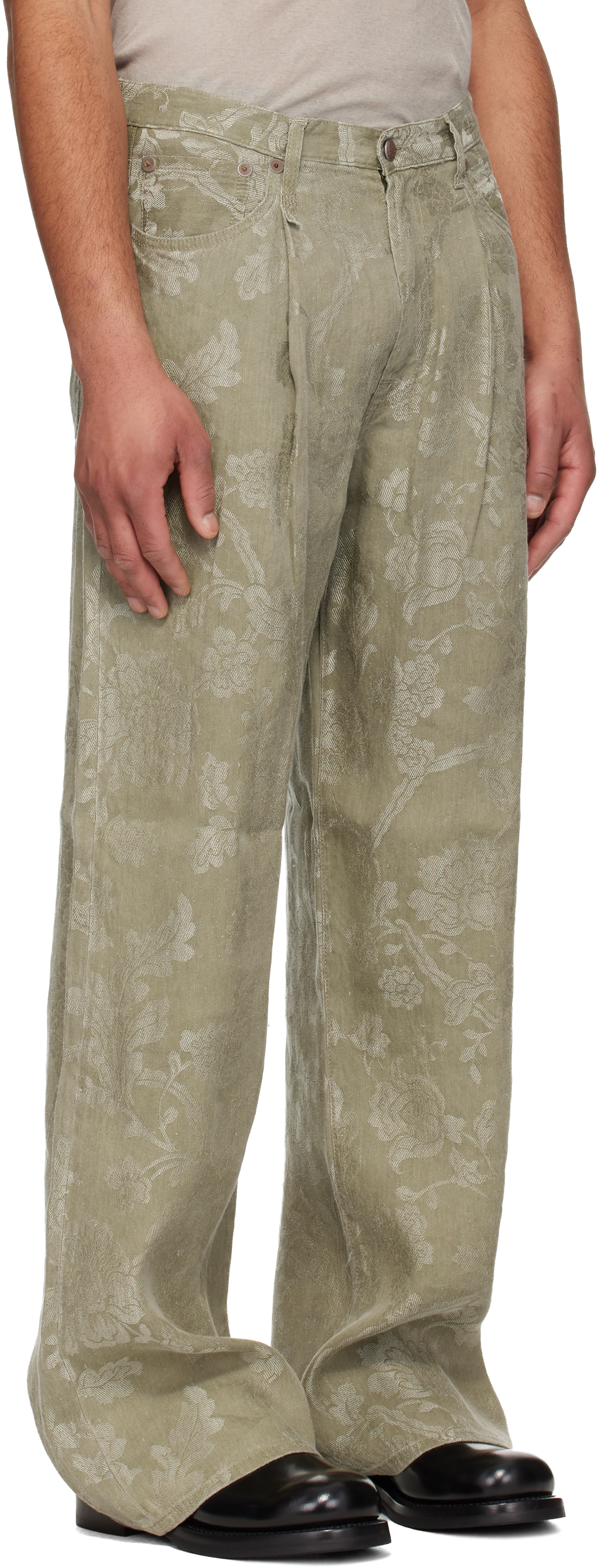R13 - Khaki Damon Pleated Trousers