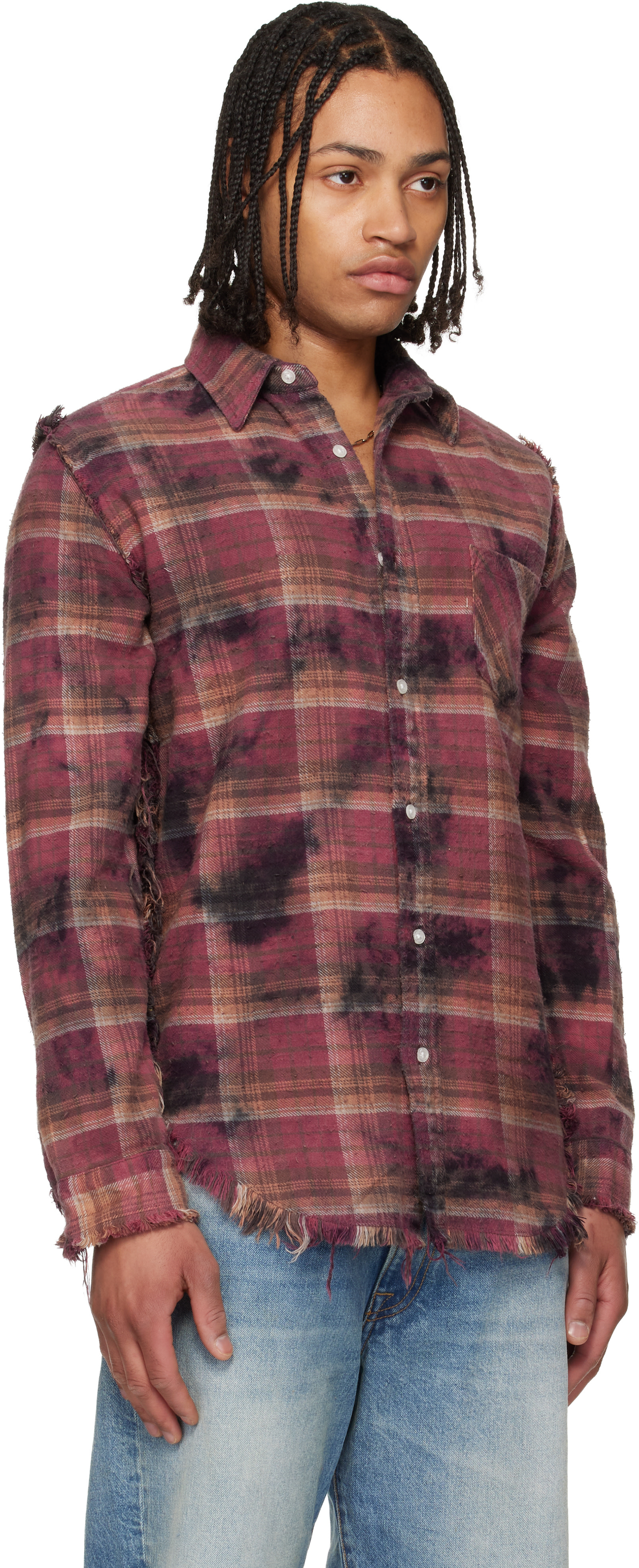 R13: Purple Shredded Seam Drop Neck Shirt | SSENSE Canada