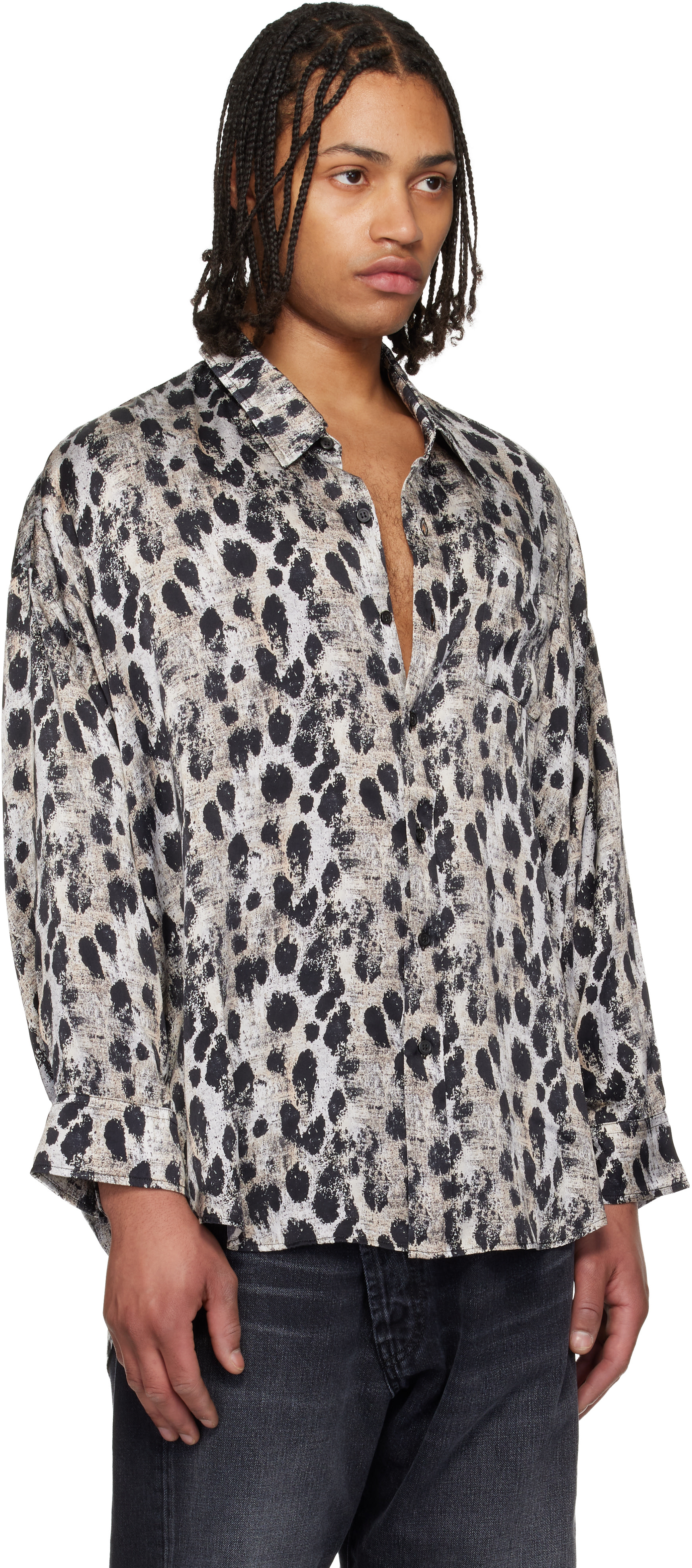 R13: Black & White Drop Neck Shirt | SSENSE