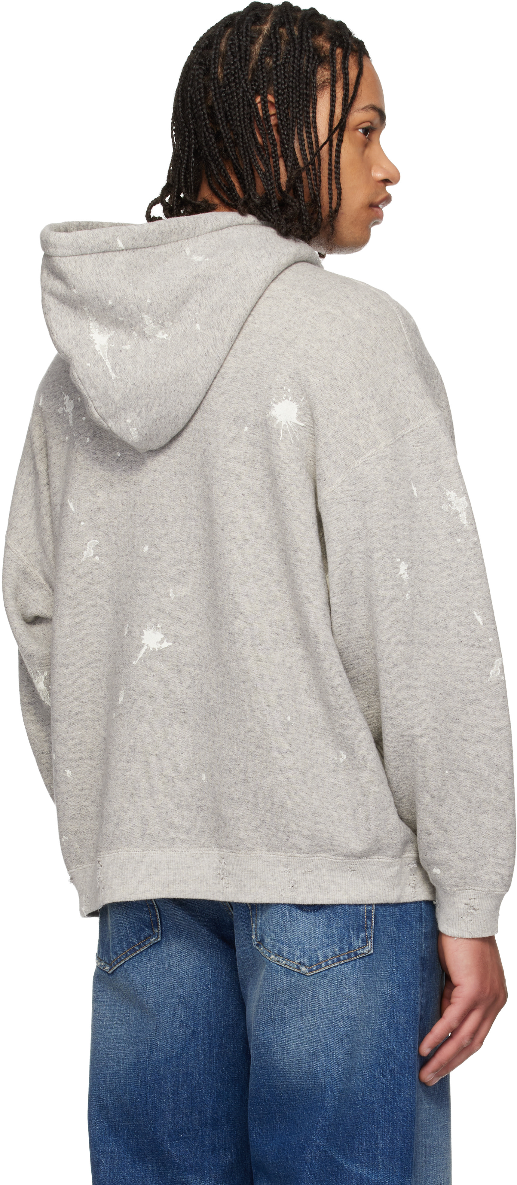 R13 - Pull à capuche surdimensionné 'Not A Fan' gris