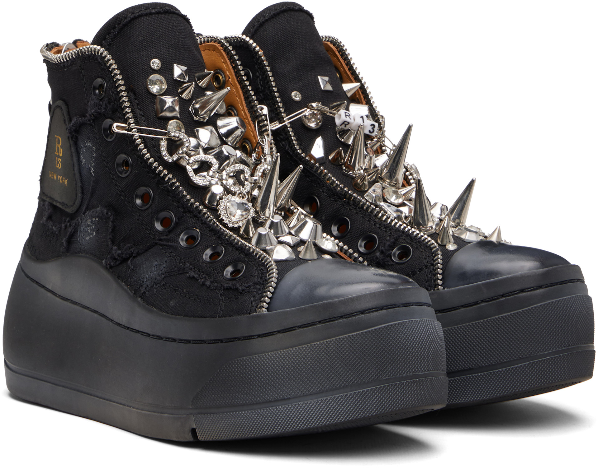 R13: ブラック Lace Free Kurt ハイカットスニーカー | SSENSE 日本
