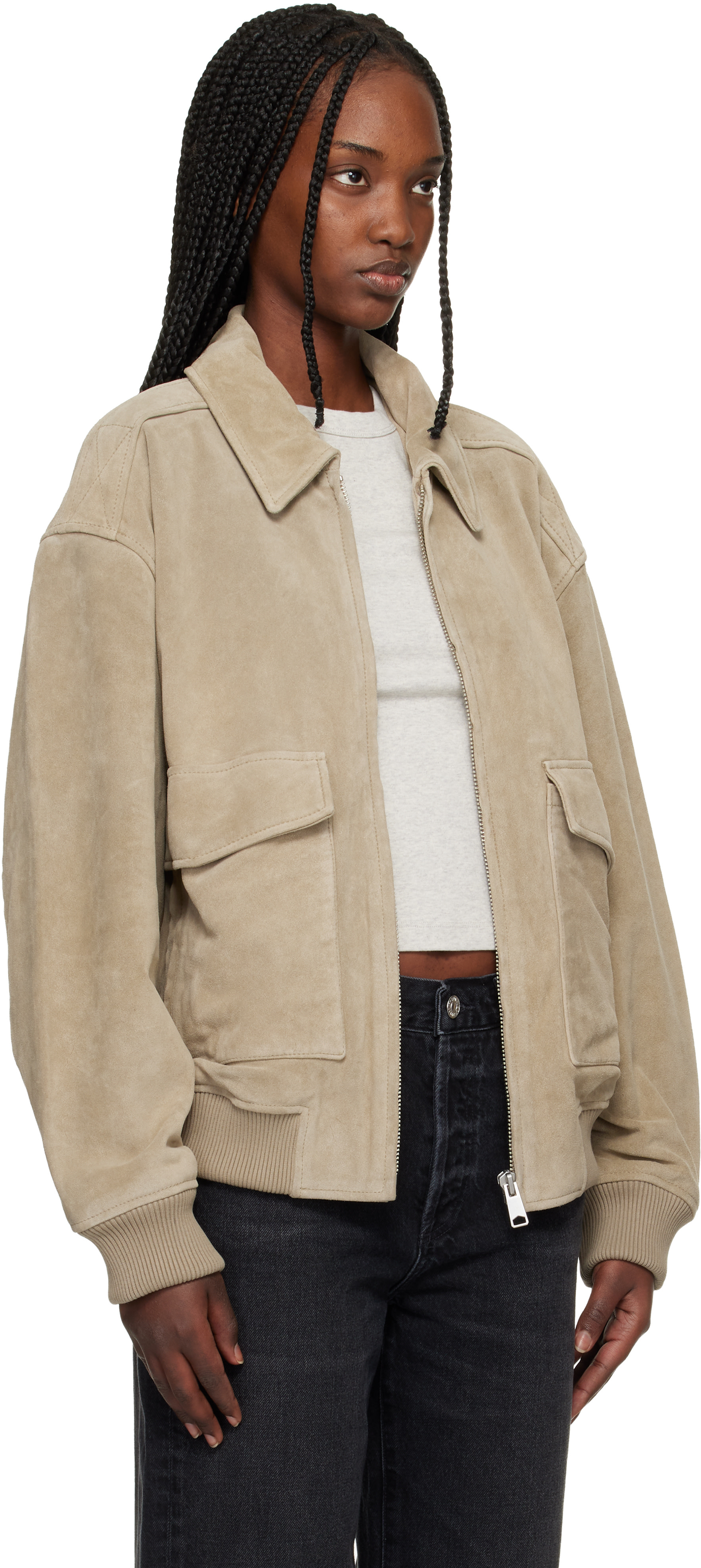 Citizens of Humanity: Khaki Vivienne Suede Jacket | SSENSE United