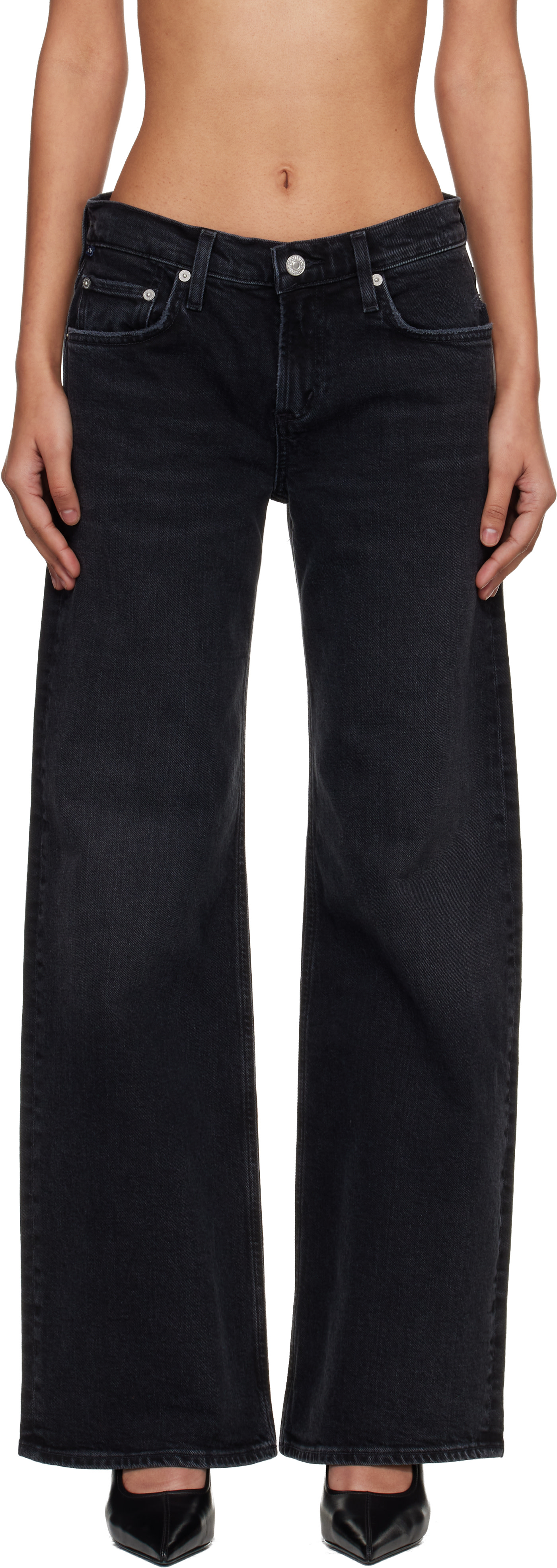 Citizens of Humanity: Black Nora Trouser Leg Jeans | SSENSE