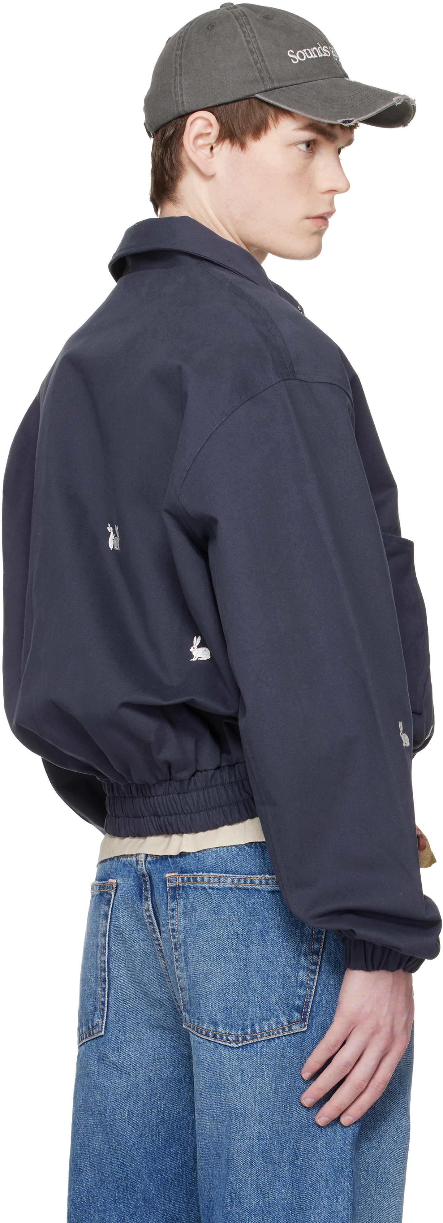Carne Bollente: Navy Hareington Horny Jacket | SSENSE