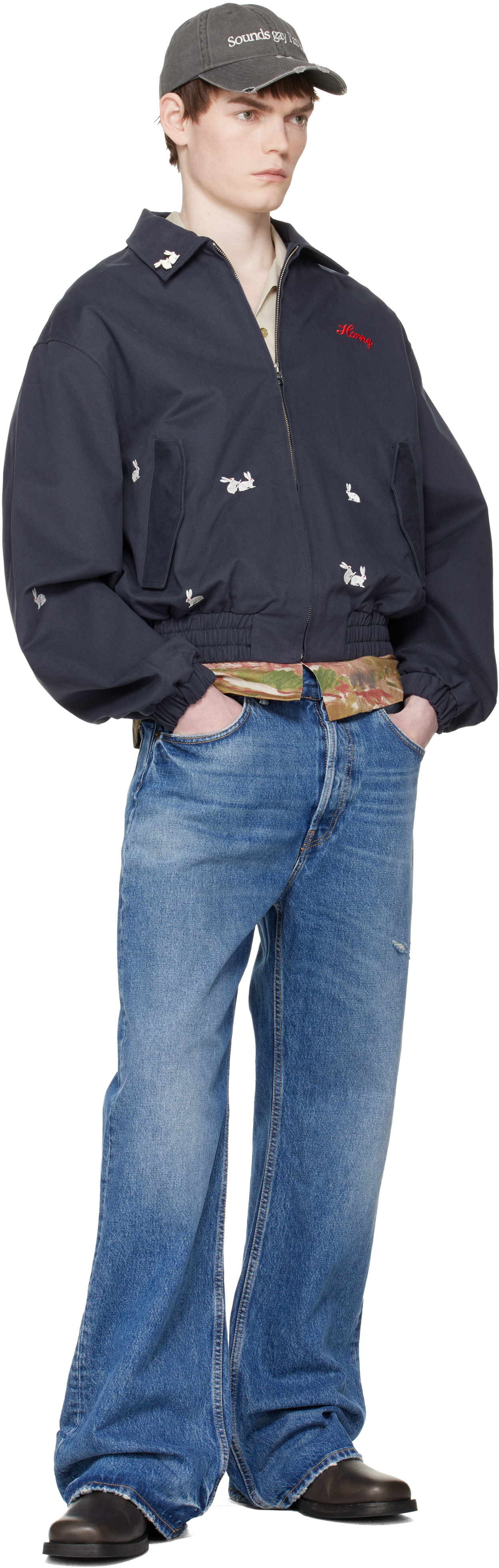 Carne Bollente: Navy Hareington Horny Jacket | SSENSE