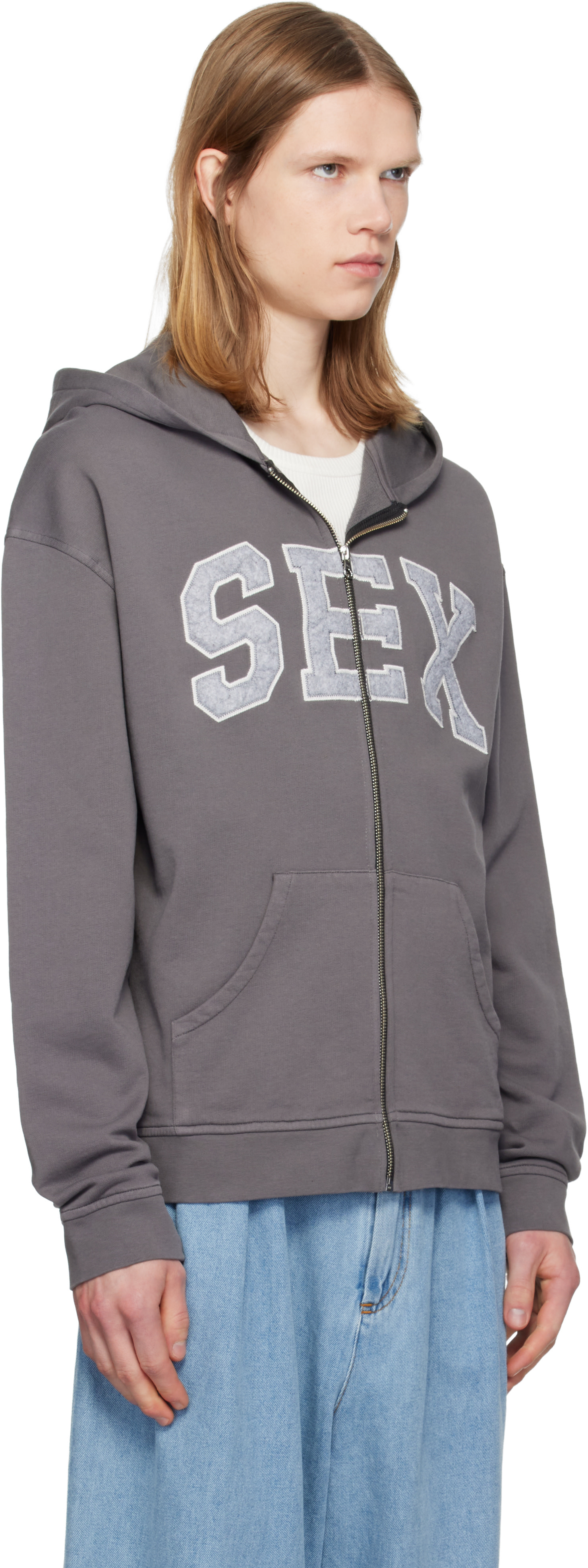 Carne Bollente: SSENSE Exclusive Gray Zipcode Desire 'Sex' Hoodie