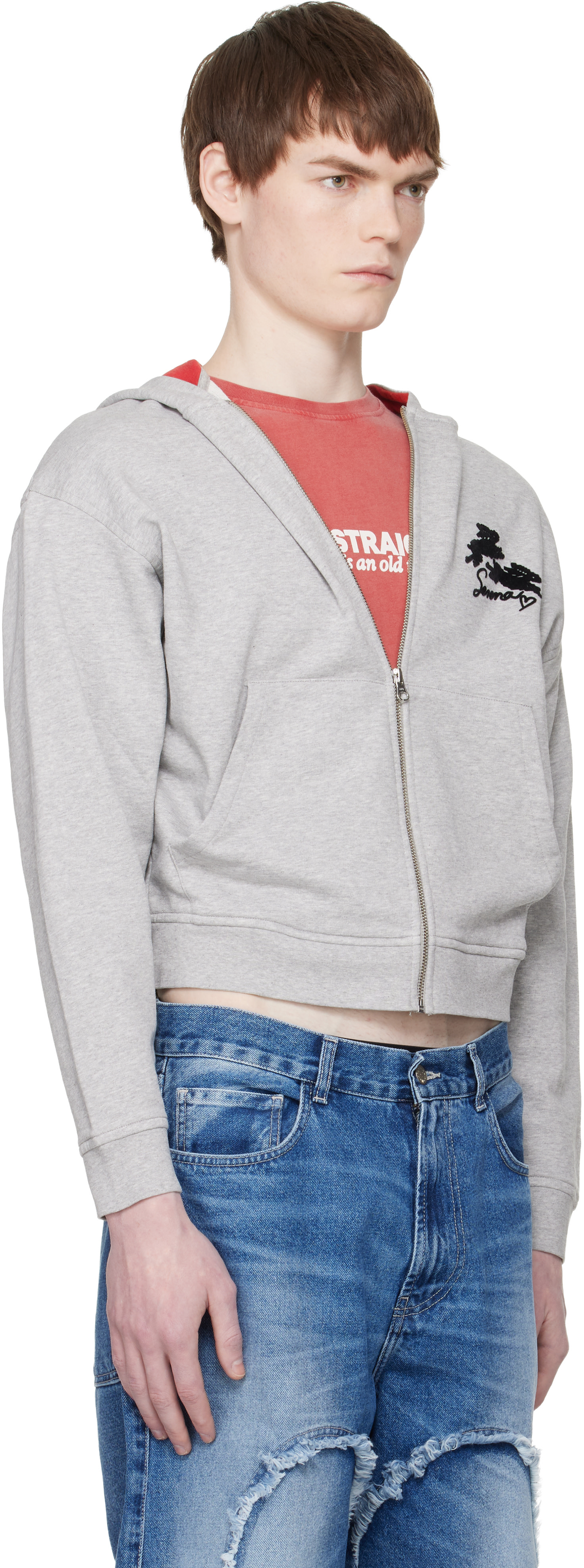 Carne Bollente: Gray Serena 'Stars and Studs' Hoodie | SSENSE