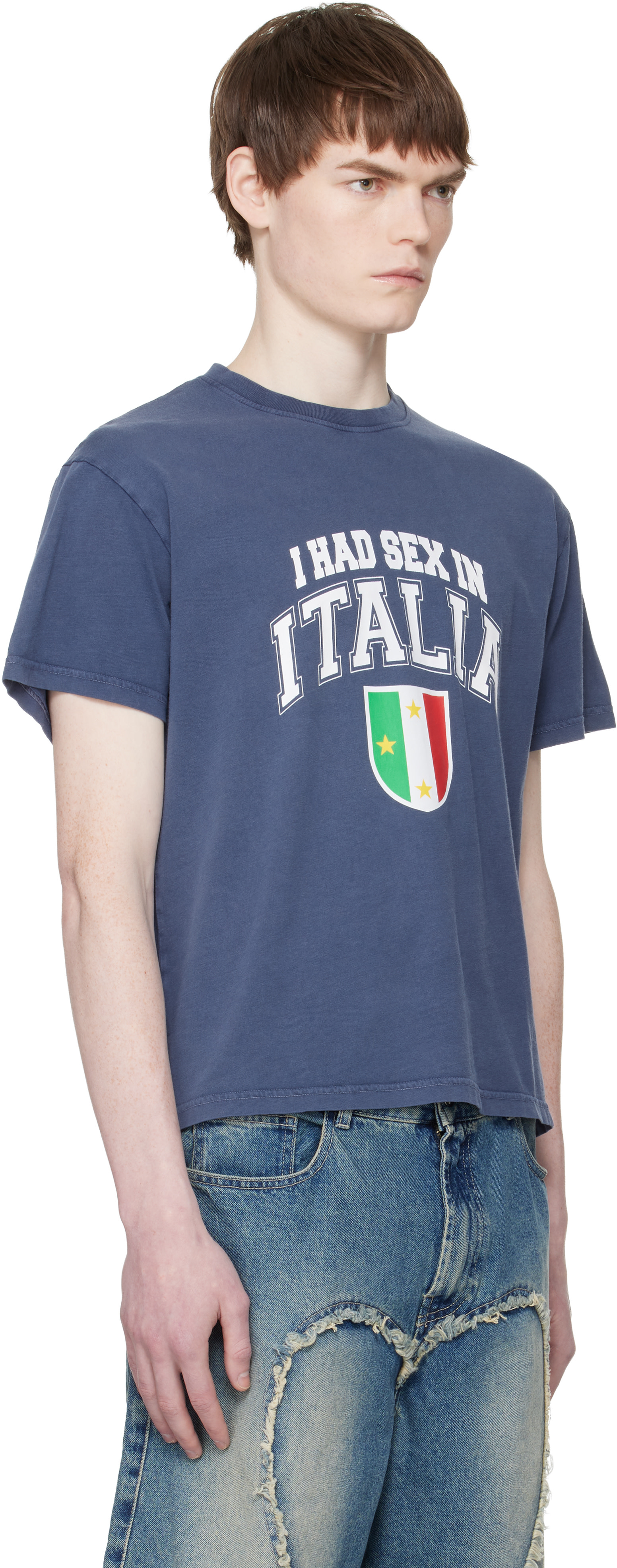 Carne Bollente SS24 Tシャツ S Carne Bollente: Navy 'Ciao Bella' T-shirt | SSENSE Canada