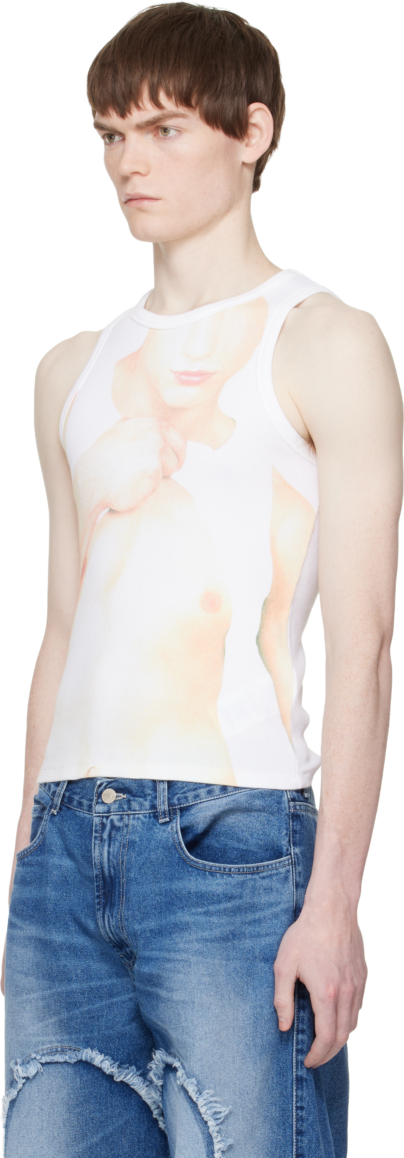 Carne Bollente タンクトップ Carne Bollente: White 'Tank Top, Power Bottom' Tank Top | SSENSE