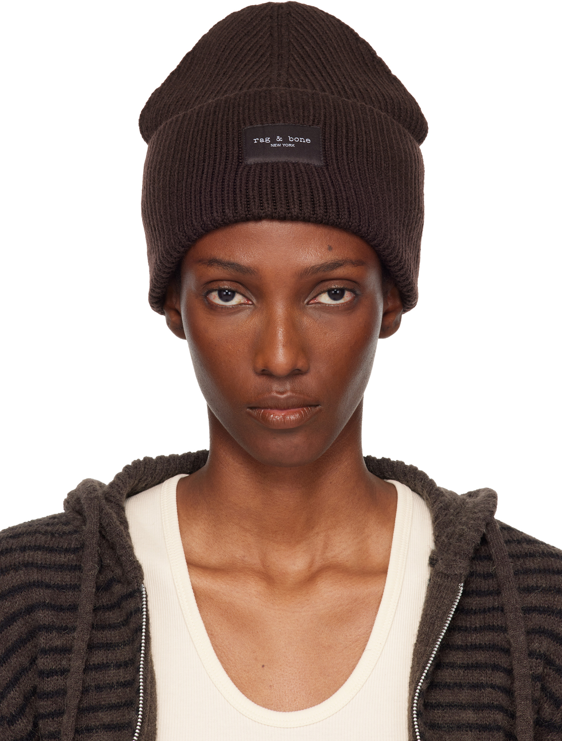 rag & bone - Bonnet Blake brun en laine