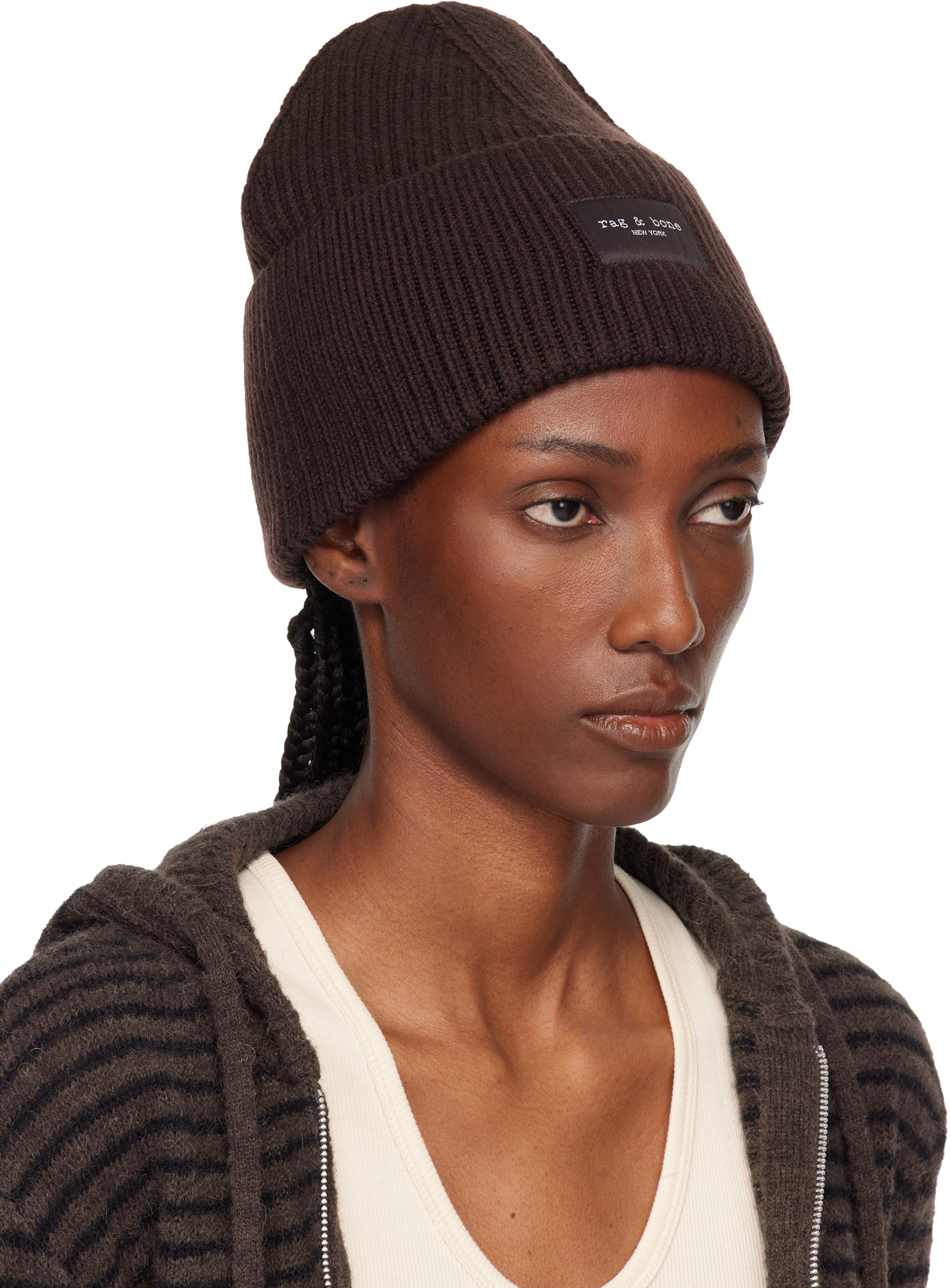 rag & bone - Bonnet Blake brun en laine