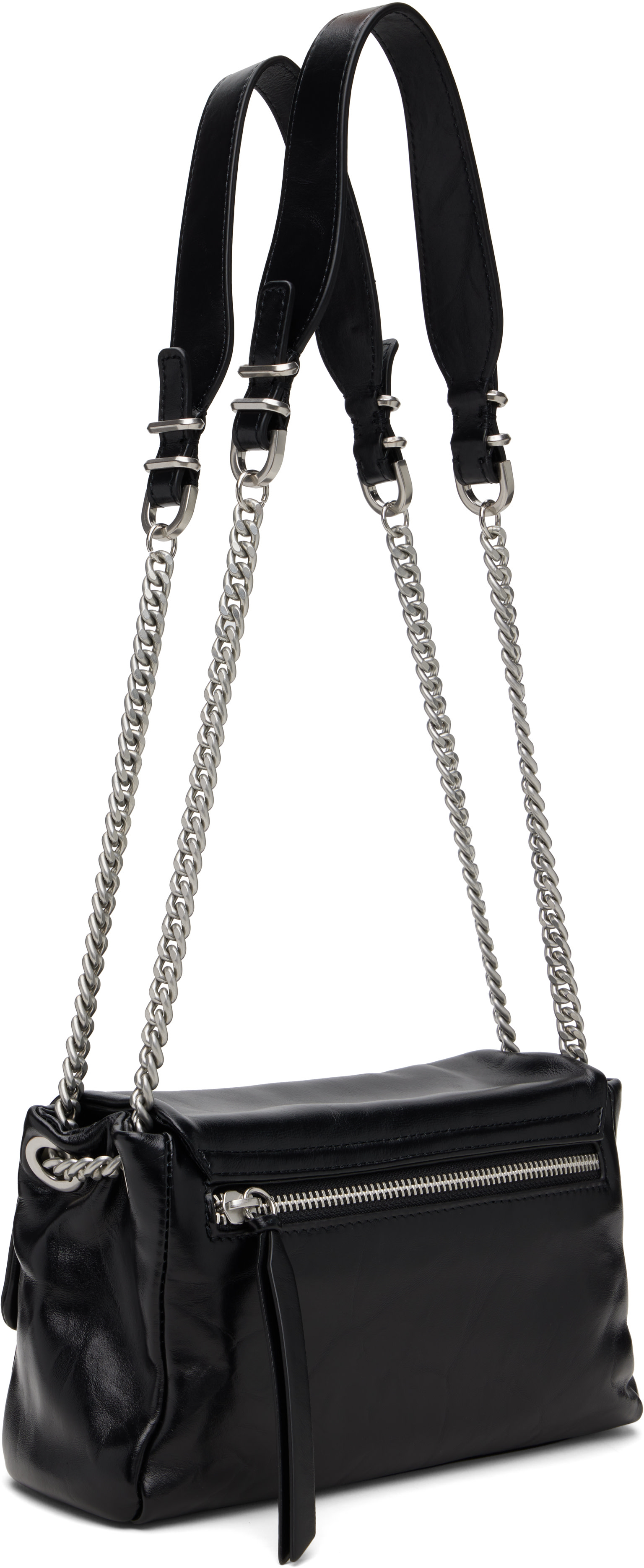 rag & bone: Black Chelsea Small Flap Bag | SSENSE Canada