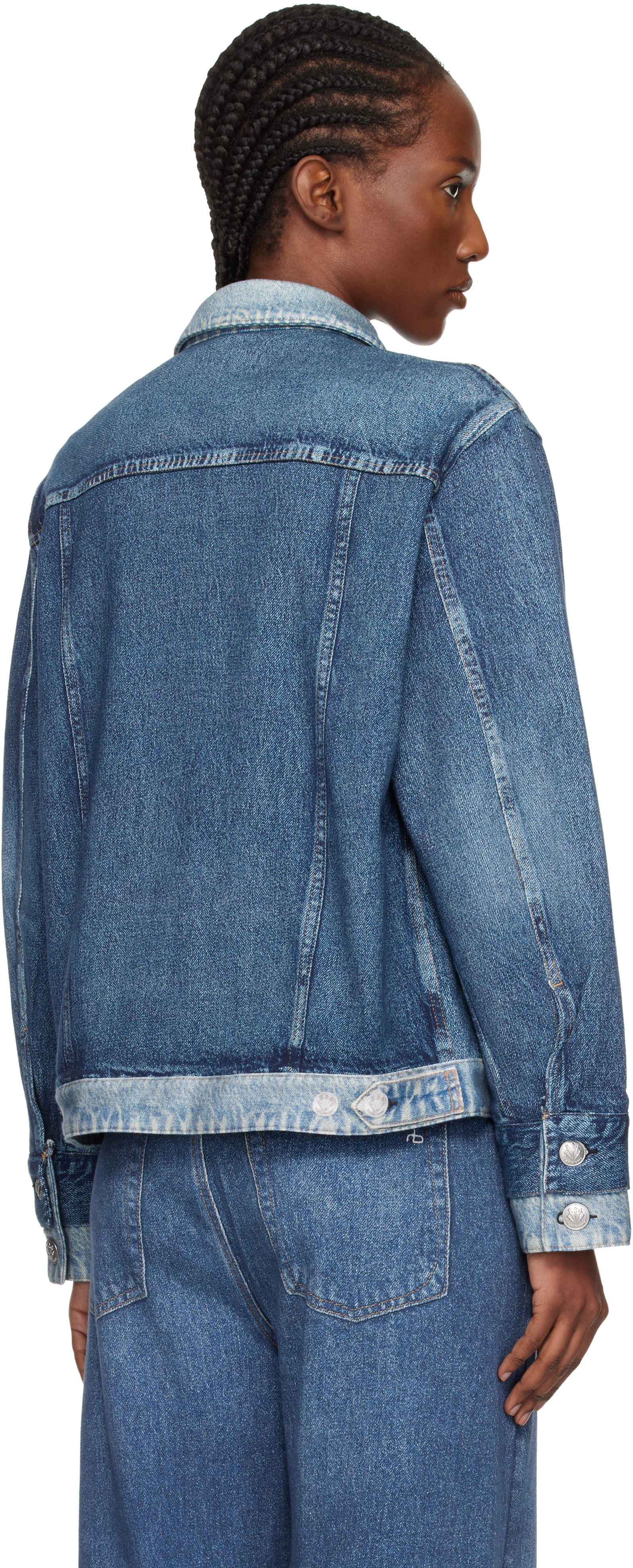 rag & bone: Blue rb Miramar Oversized Combo Trucker Jacket | SSENSE