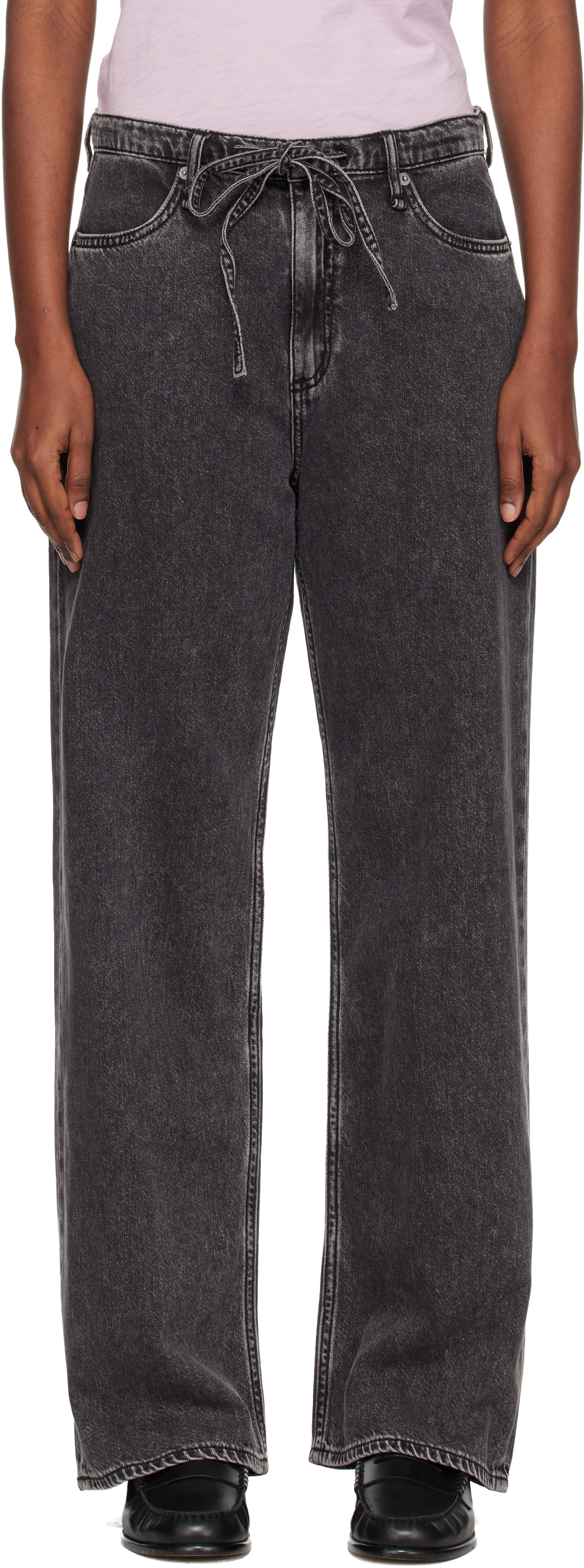 rag & bone - Jean ample Phoebe noir à cordon coulissant