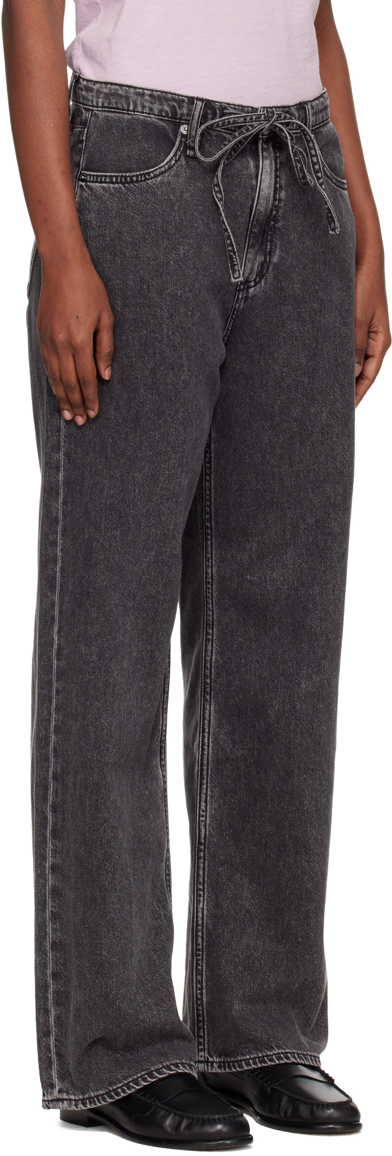 rag & bone - Jean ample Phoebe noir à cordon coulissant