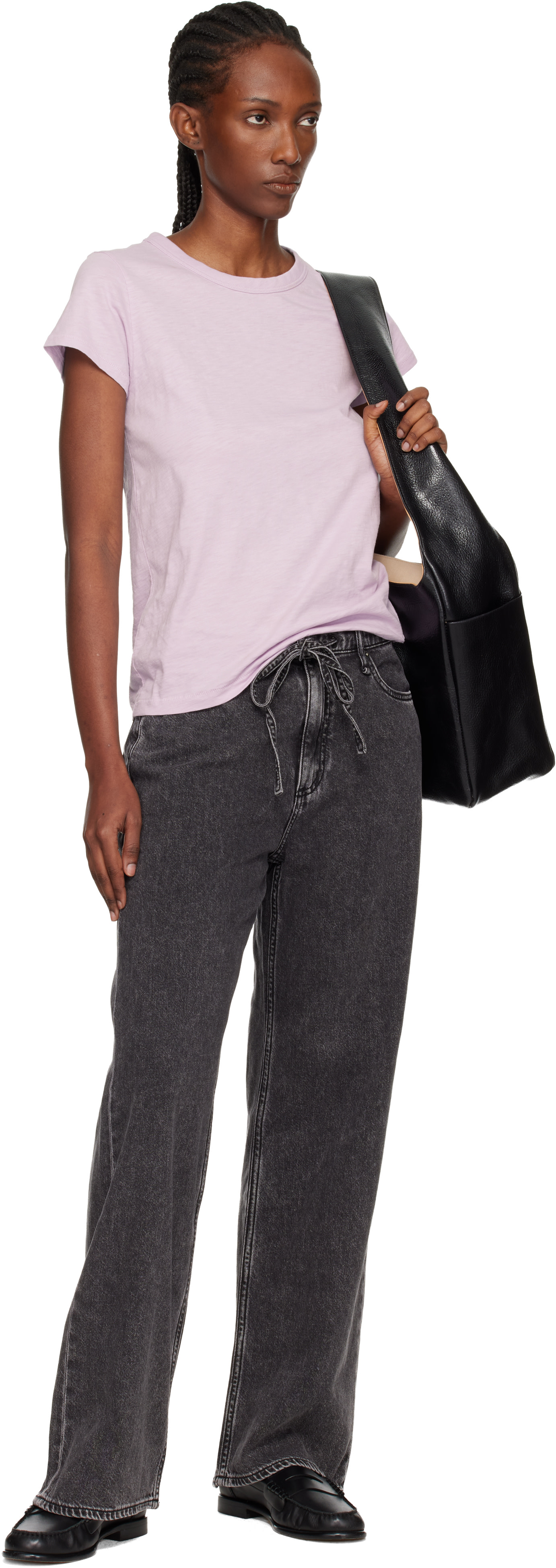 rag & bone - Jean ample Phoebe noir à cordon coulissant