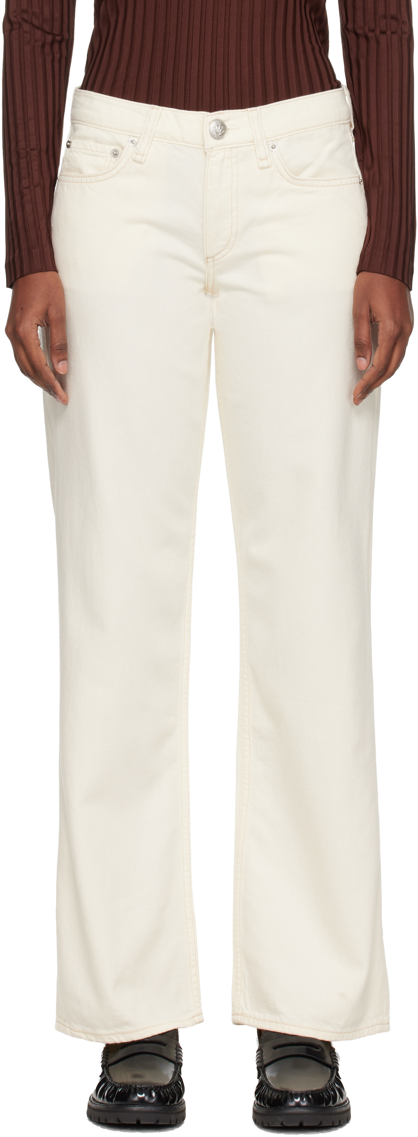 rag & bone - Off-White Saige Relaxed Straight Jeans