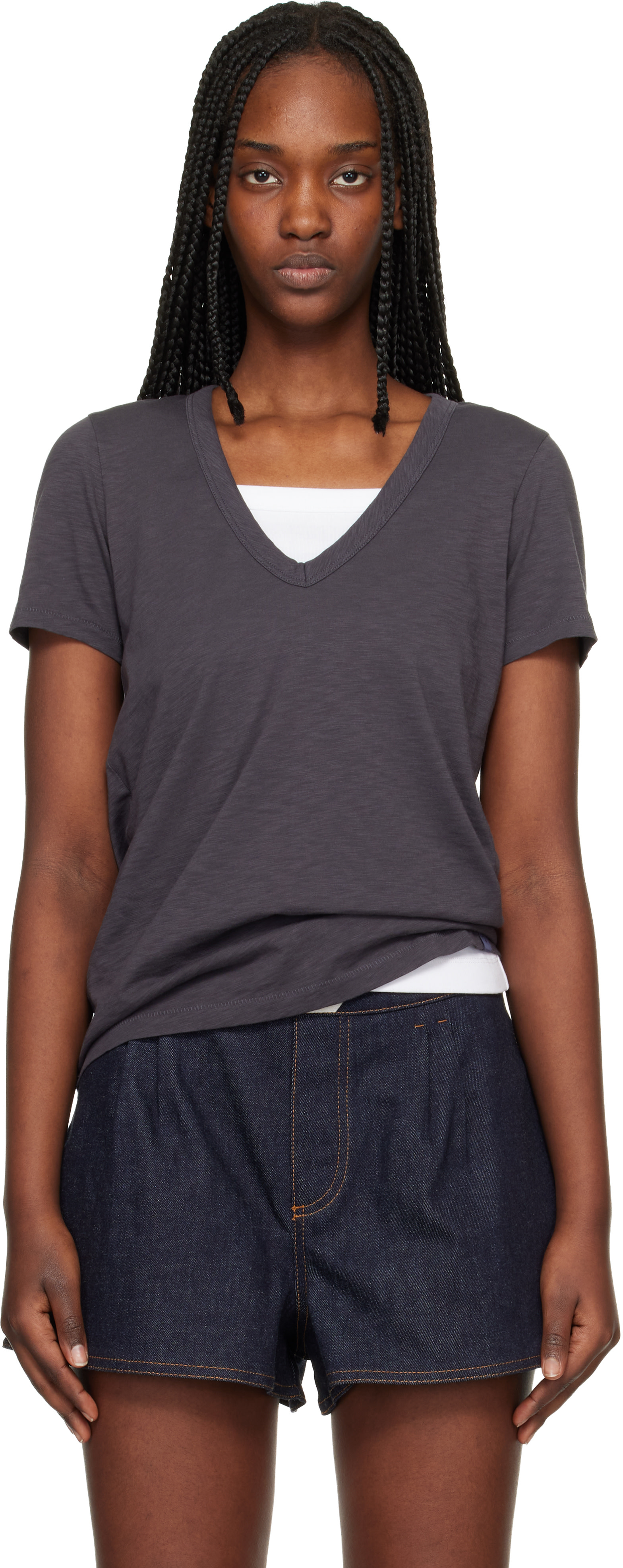 rag & bone - Gray 'The Slub Vee' T-shirt