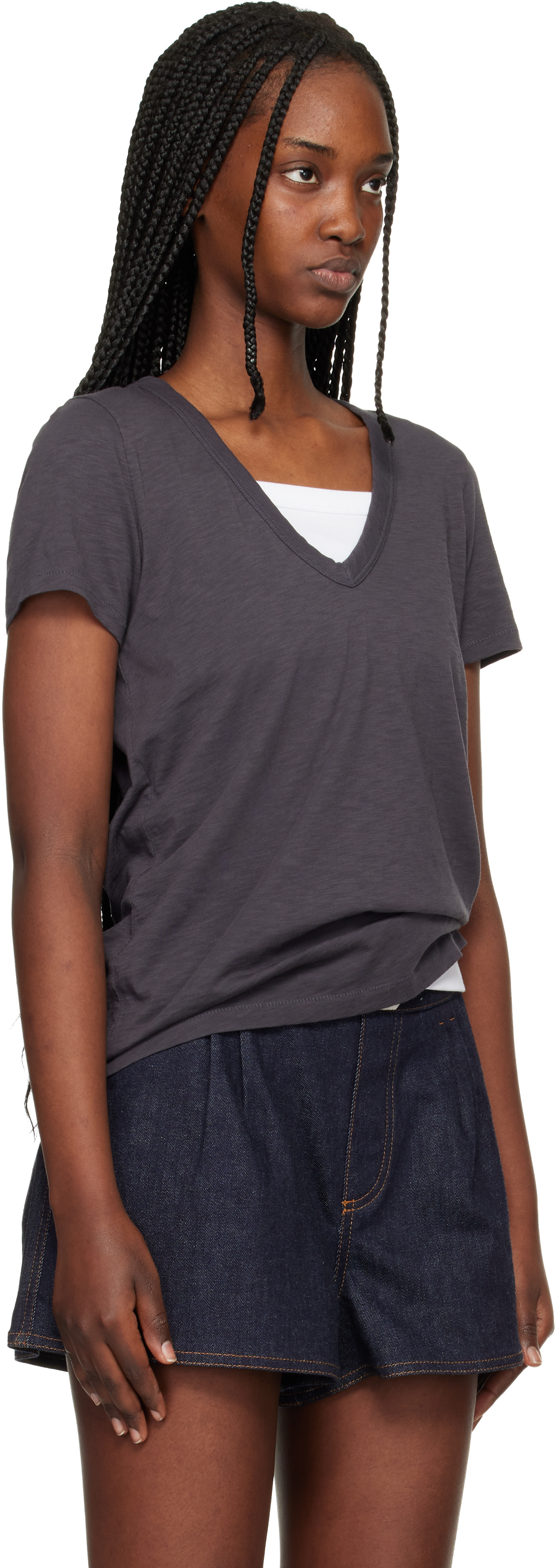 rag & bone - Gray 'The Slub Vee' T-shirt