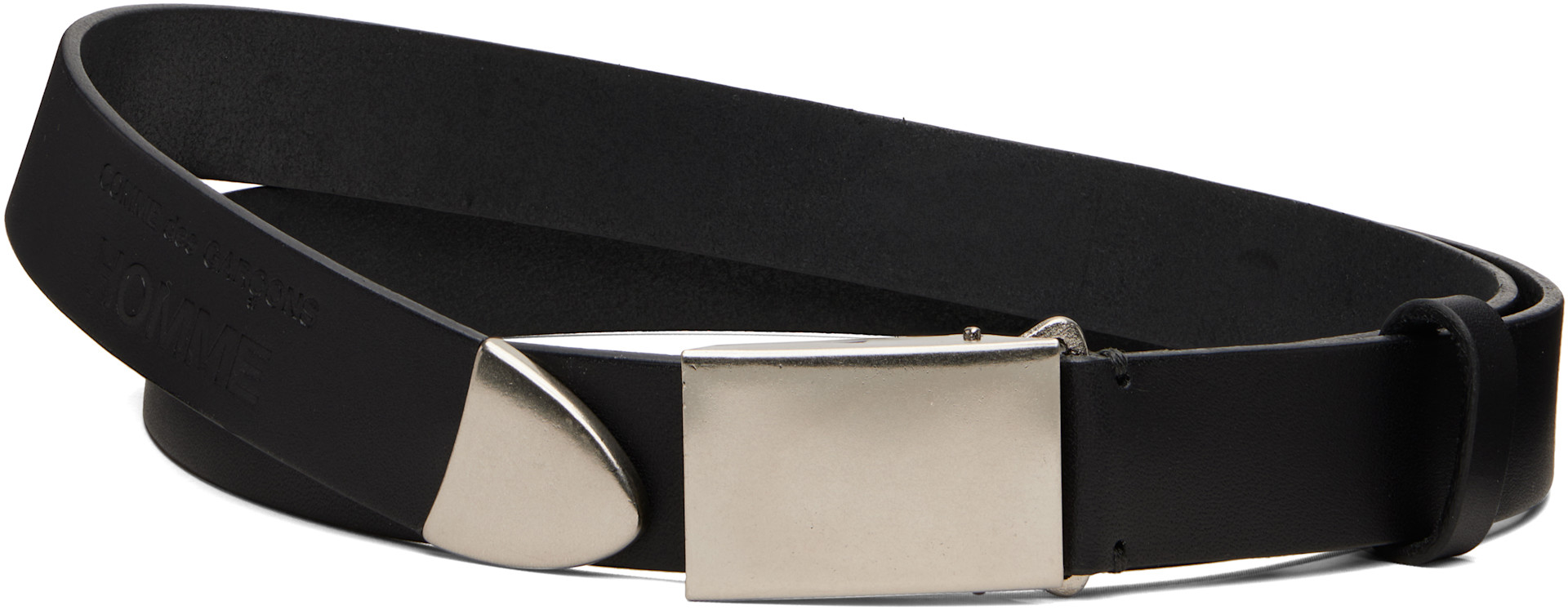 S*h様 STEER OIL SMOOTH LEATHER BELT〈30mm〉 Comme des Garçons Homme: Black Steer Oil Smooth 30 MM Belt | SSENSE