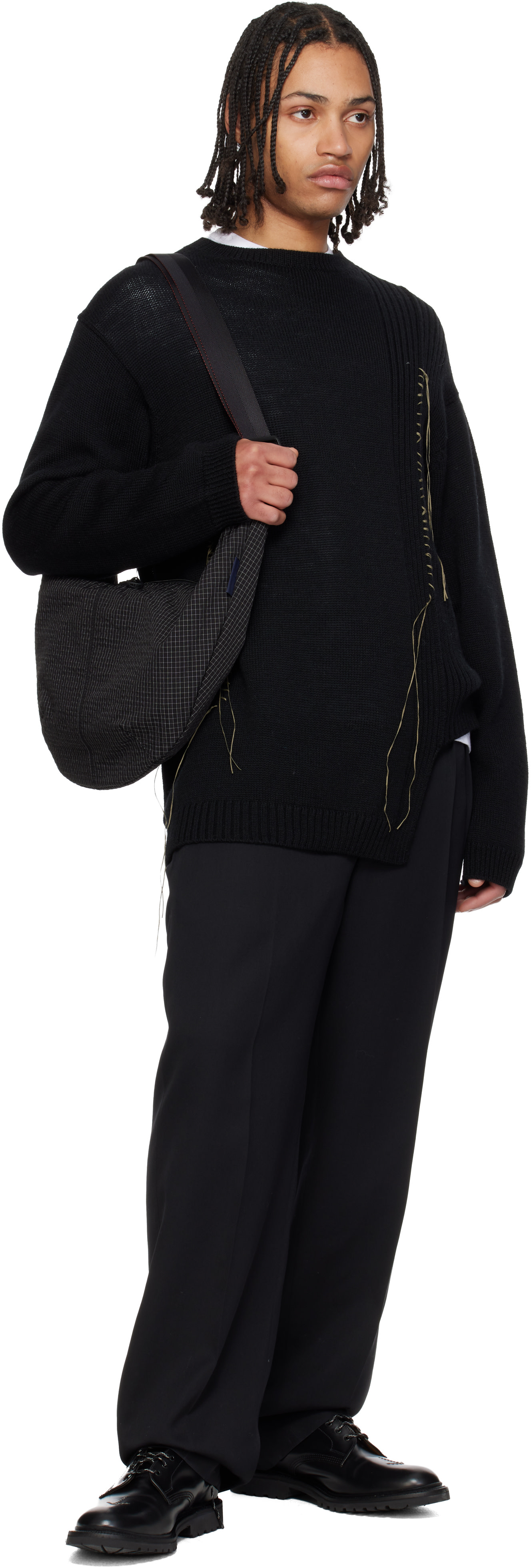 COMME des GARCONS HOMME HOMME リバーシブルバッグ Comme des Garçons Homme: Black Grid Check Pattern Bag | SSENSE