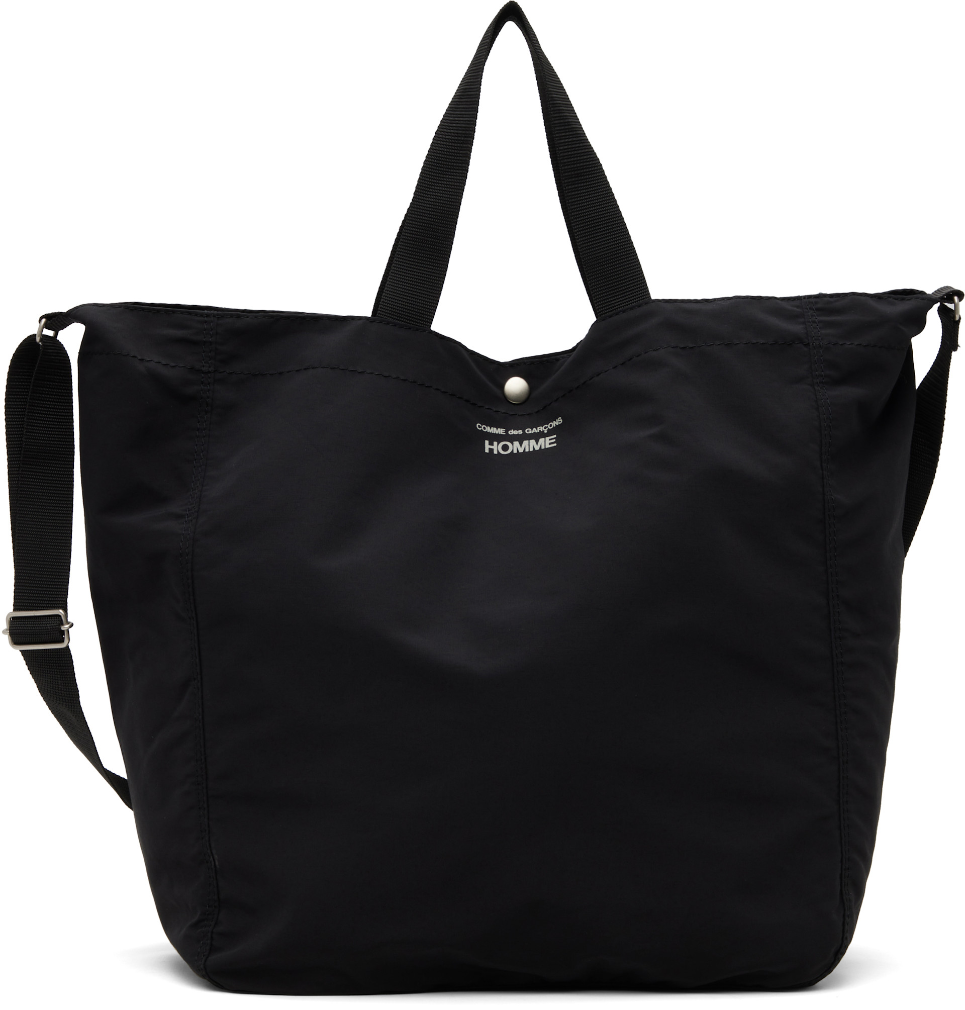 【即発送】 comme des garcons homme nylon Comme des Garçons Homme: Black Cotton Nylon Grosgrain Tote | SSENSE