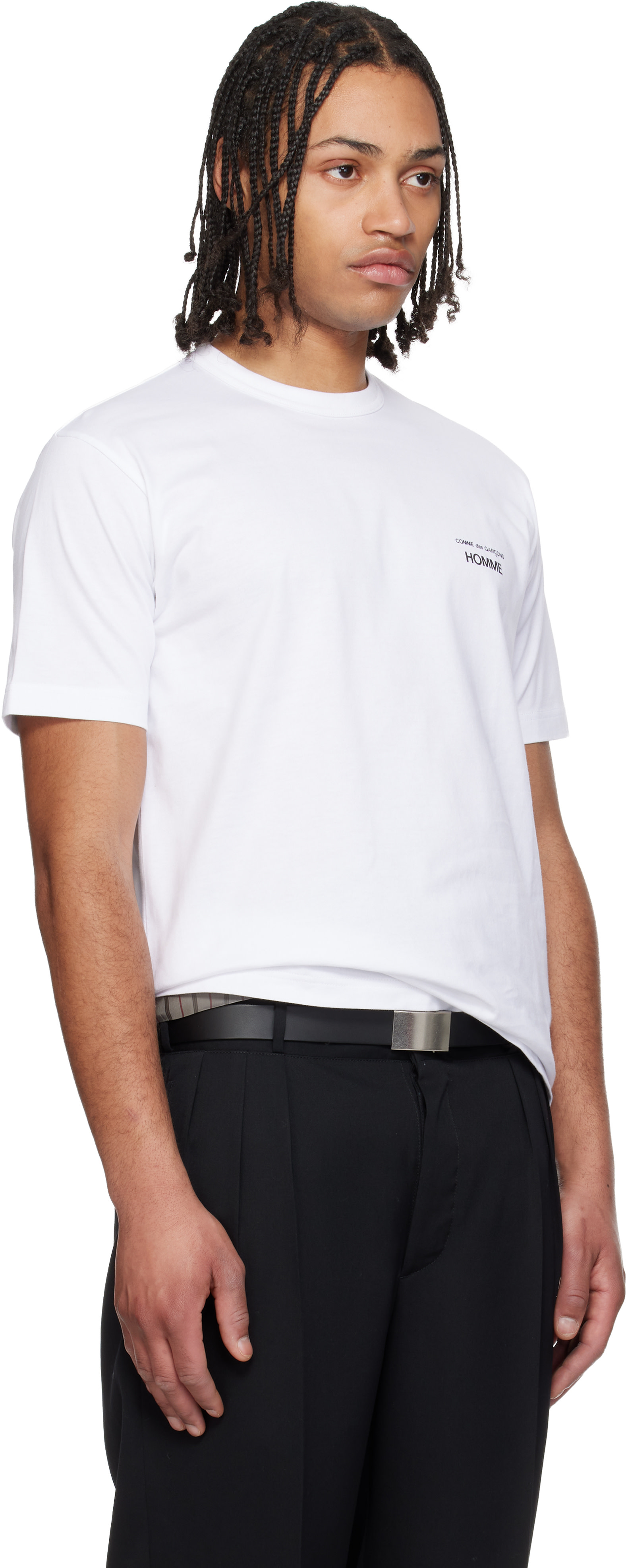 Comme des Garçons Homme: White Logo T-shirt | SSENSE Comme des Garçons Homme: White Logo T-shirt | SSENSE