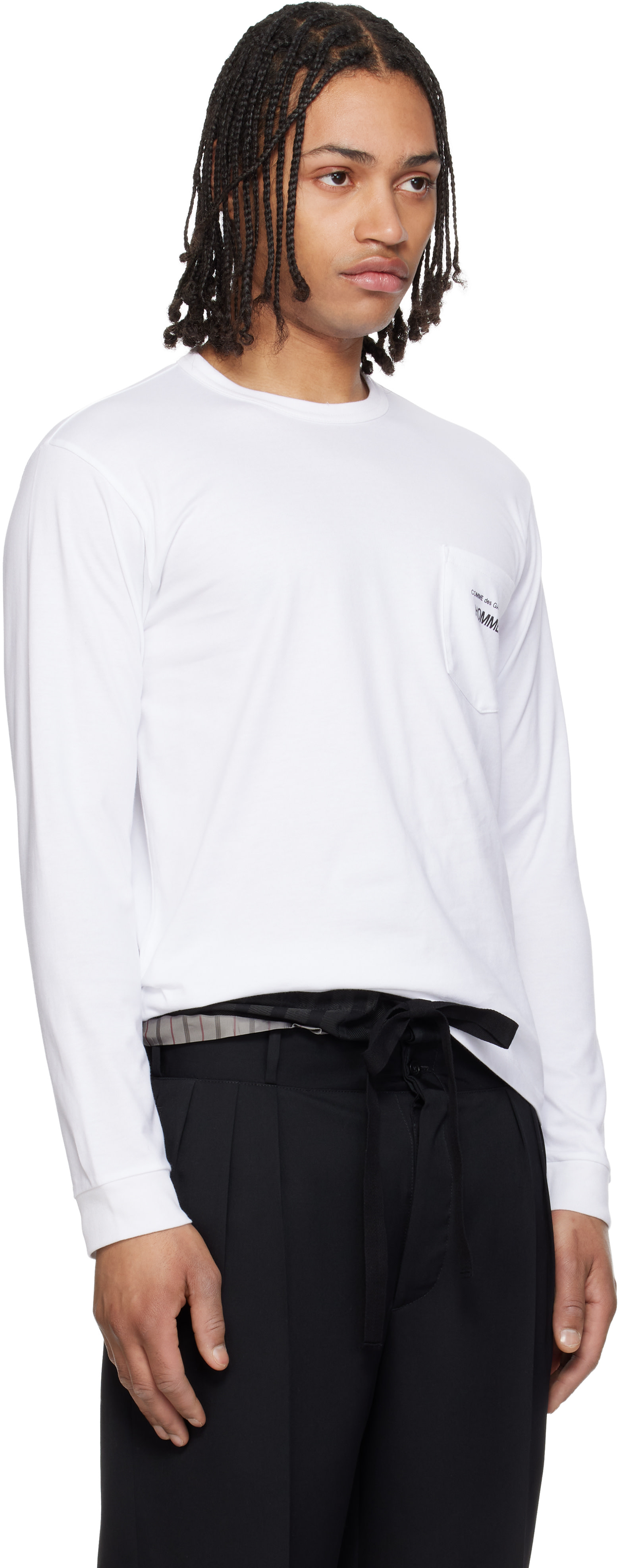 【COMME des GARÇONS HOMME】03aw L/S shirt Comme des Garçons Homme: White Pocket LS T-shirt | SSENSE