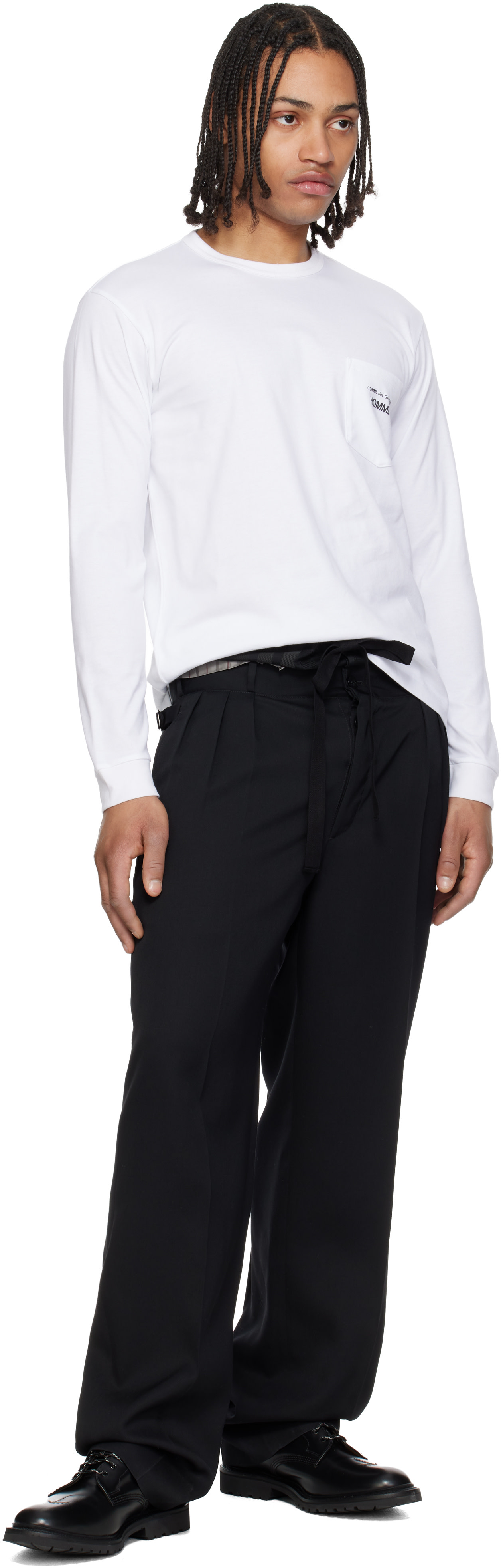 COMME des GARCONS HOMME ポケットTシャツ ホワイト M Comme des Garçons Homme: White Pocket LS T-shirt | SSENSE Singapore