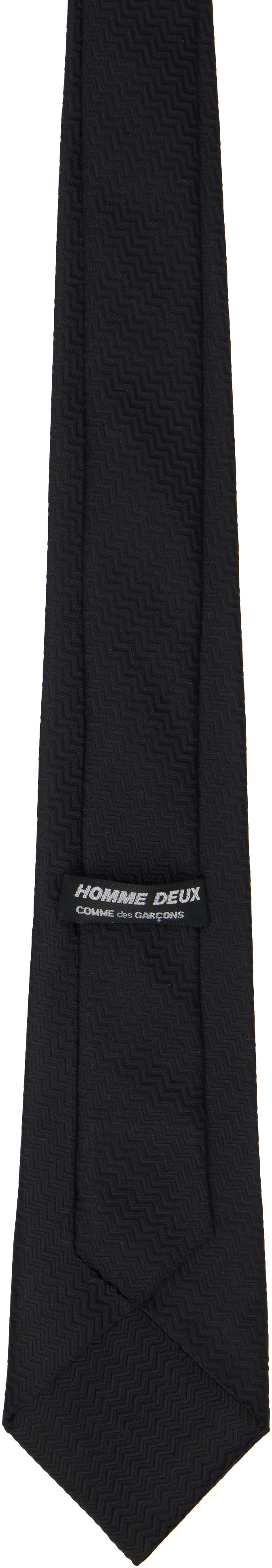 COMME des GARÇONS HOMME PLUS ブラックネクタイ Comme des Garçons Homme Deux: ブラック シルク ヘリンボーン