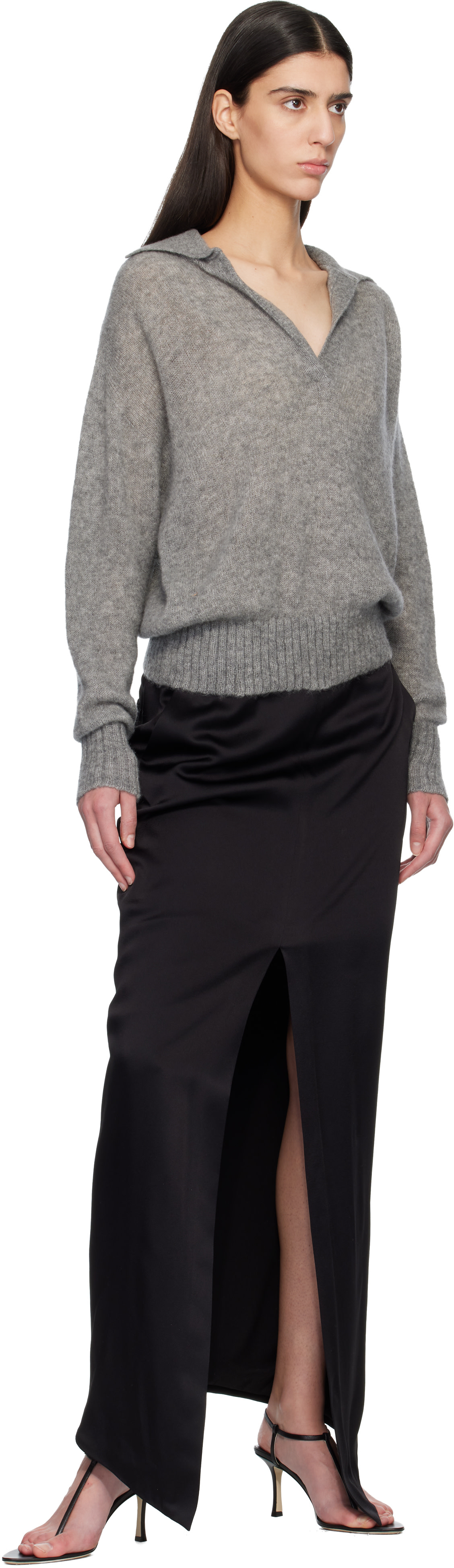 TOM FORD: グレー Ultrasoft Cashmere Silk Oversized Open ニット