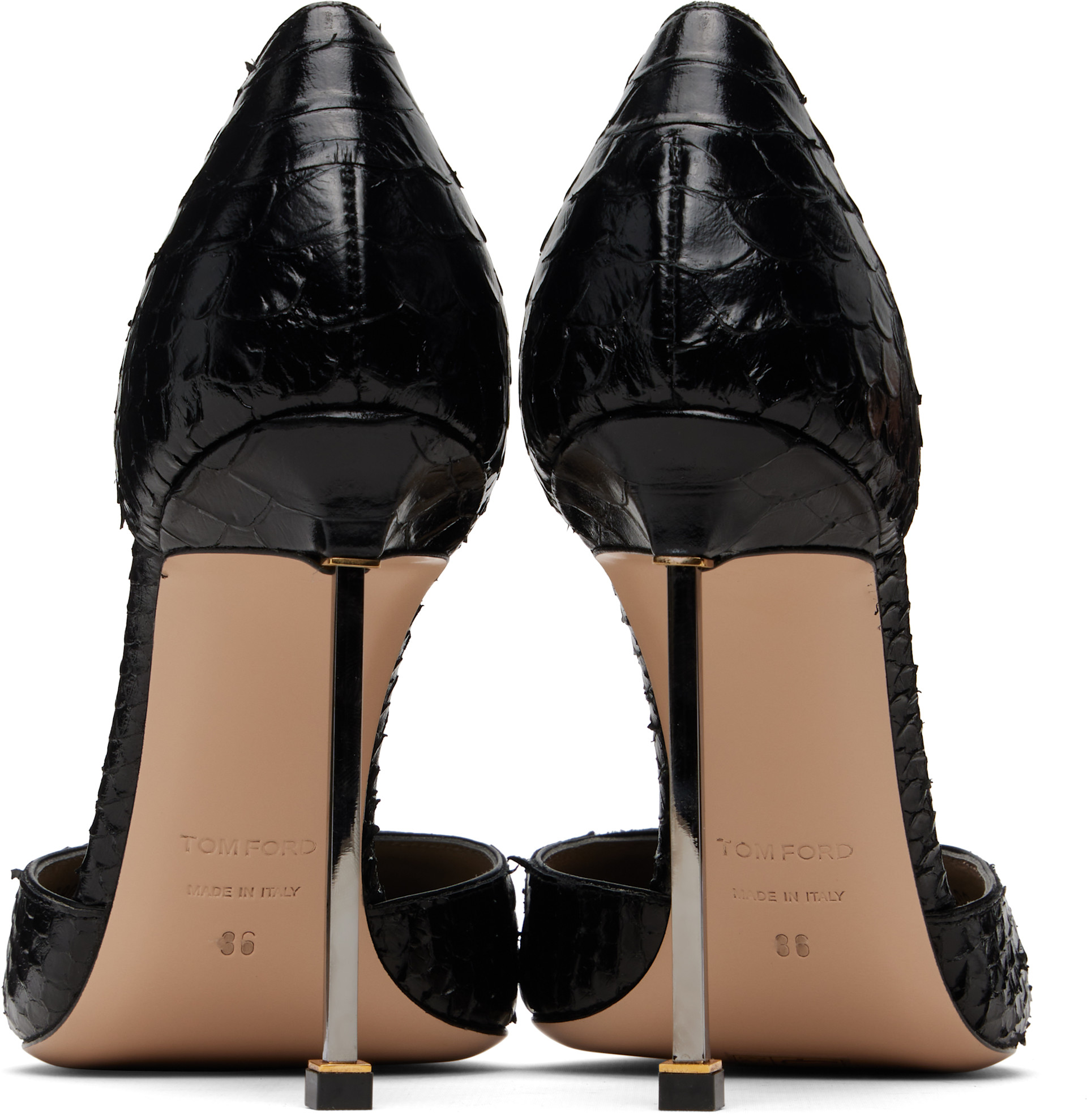 TOM FORD - ブラック Semi Shiny Printed Python Spire D'Orsay ヒール