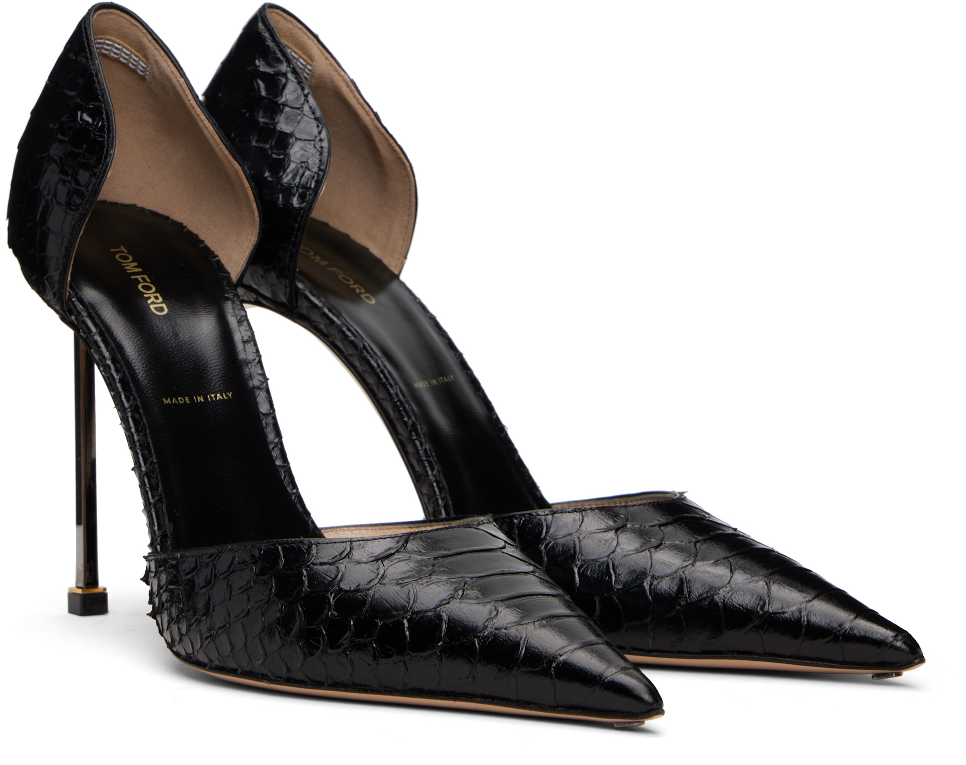 TOM FORD - ブラック Semi Shiny Printed Python Spire D'Orsay ヒール