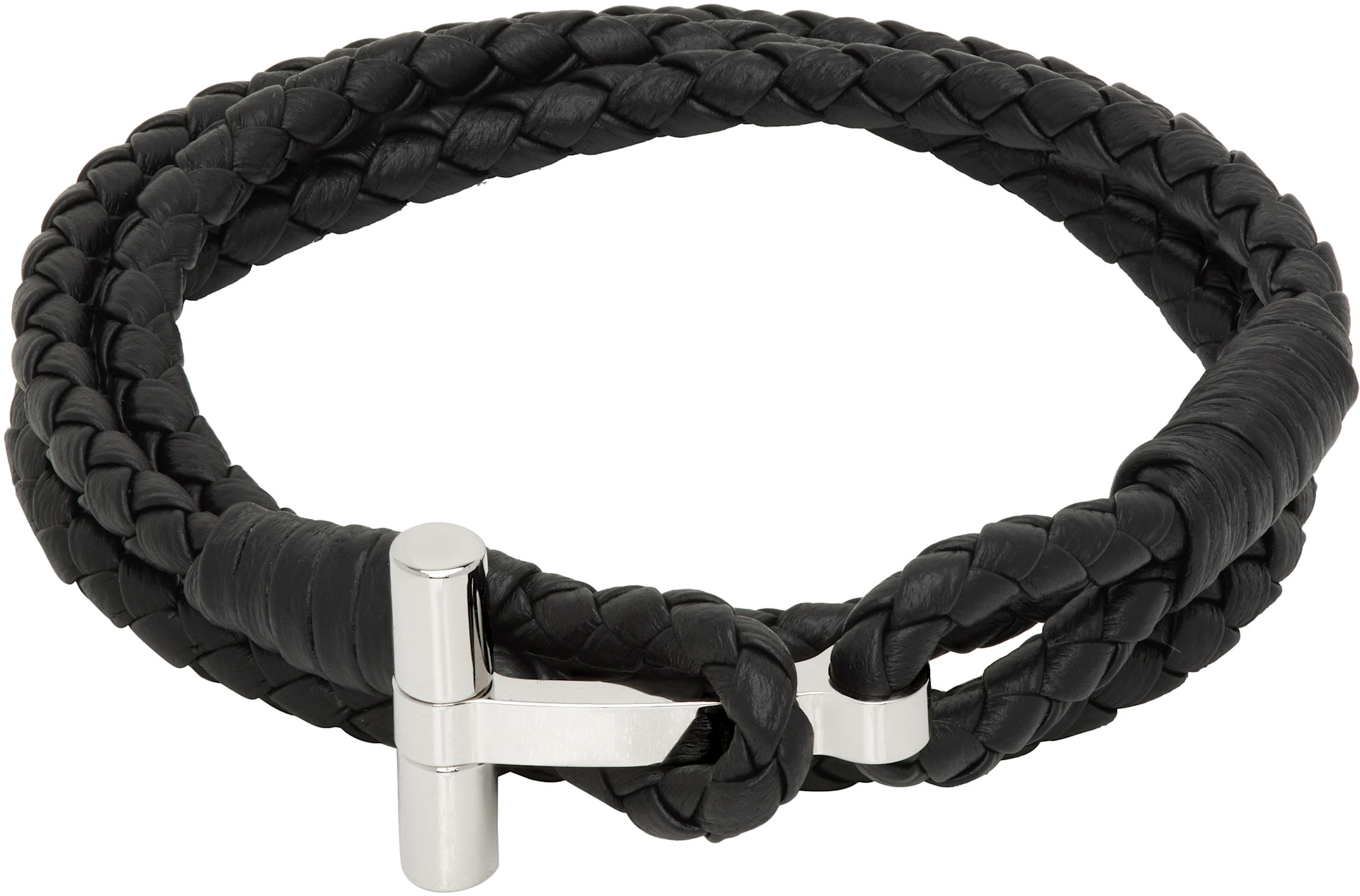 TOM FORD: Braided Leather T ブレスレット | SSENSE 日本