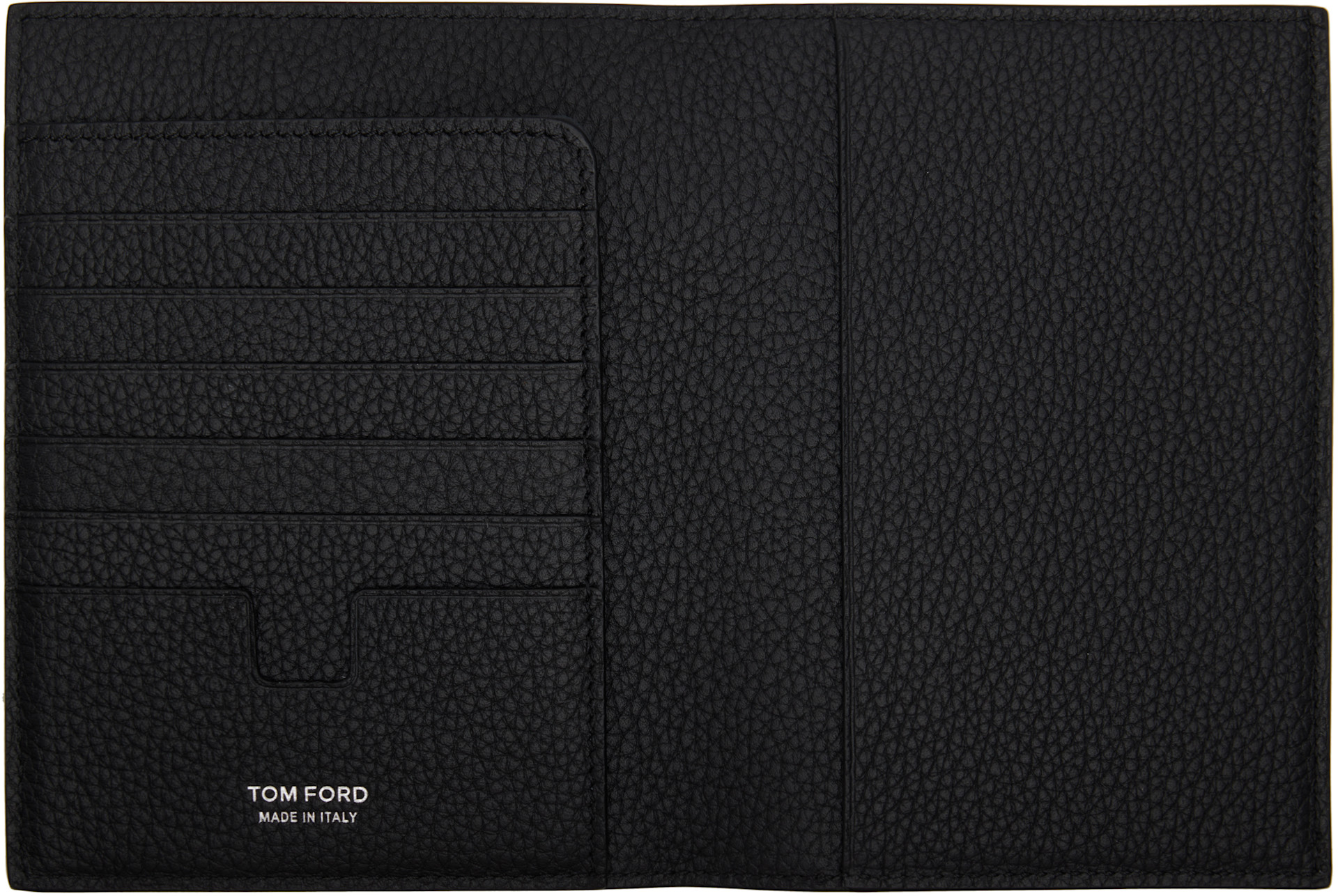 TOM FORD: Black Soft Grain Leather T Line Passport Holder | SSENSE