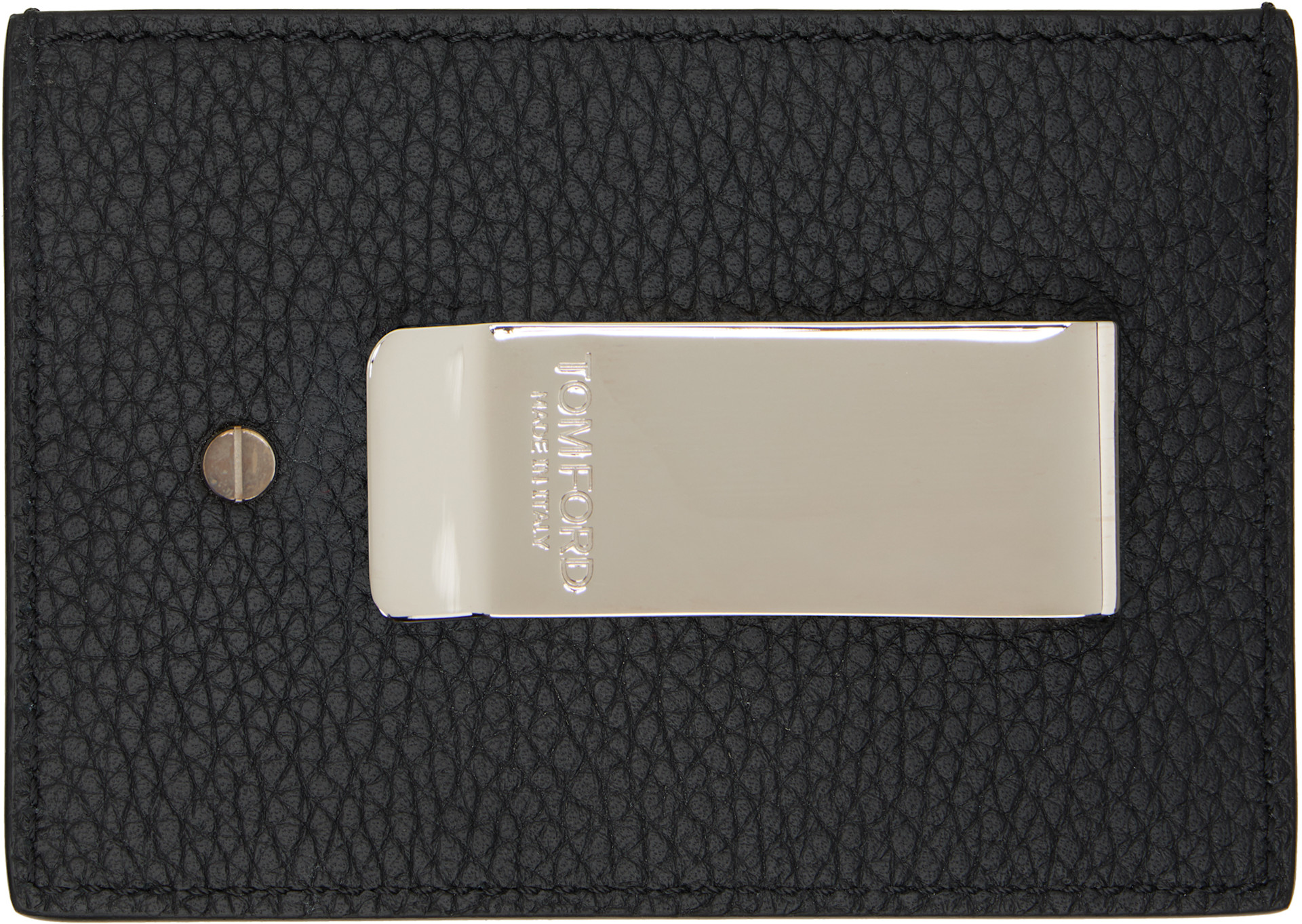 TOM FORD: Black Soft Grain 'T Line' Money Clip Card Holder | SSENSE