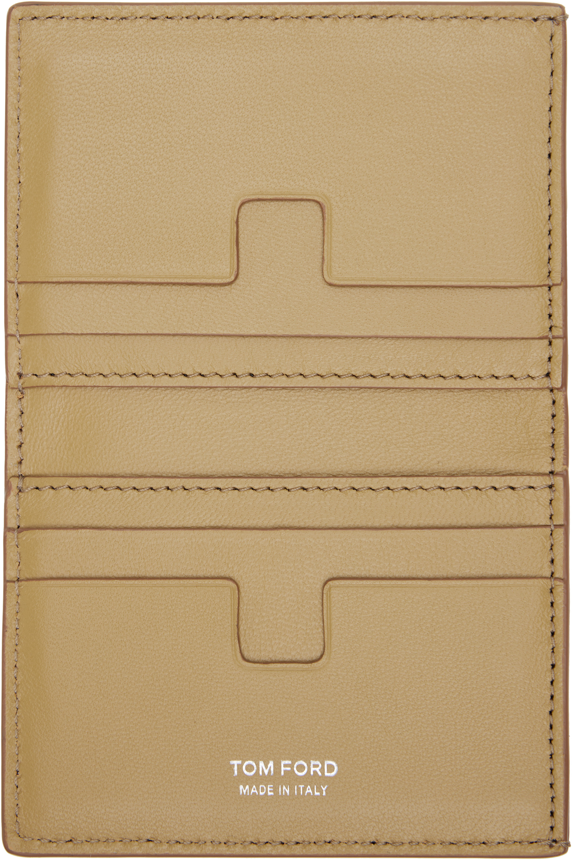 TOM FORD: Tan Shiny Croc 'T Line' Folding Card Holder | SSENSE TOM FORD: Tan Shiny Croc 'T Line' Folding Card Holder | SSENSE
