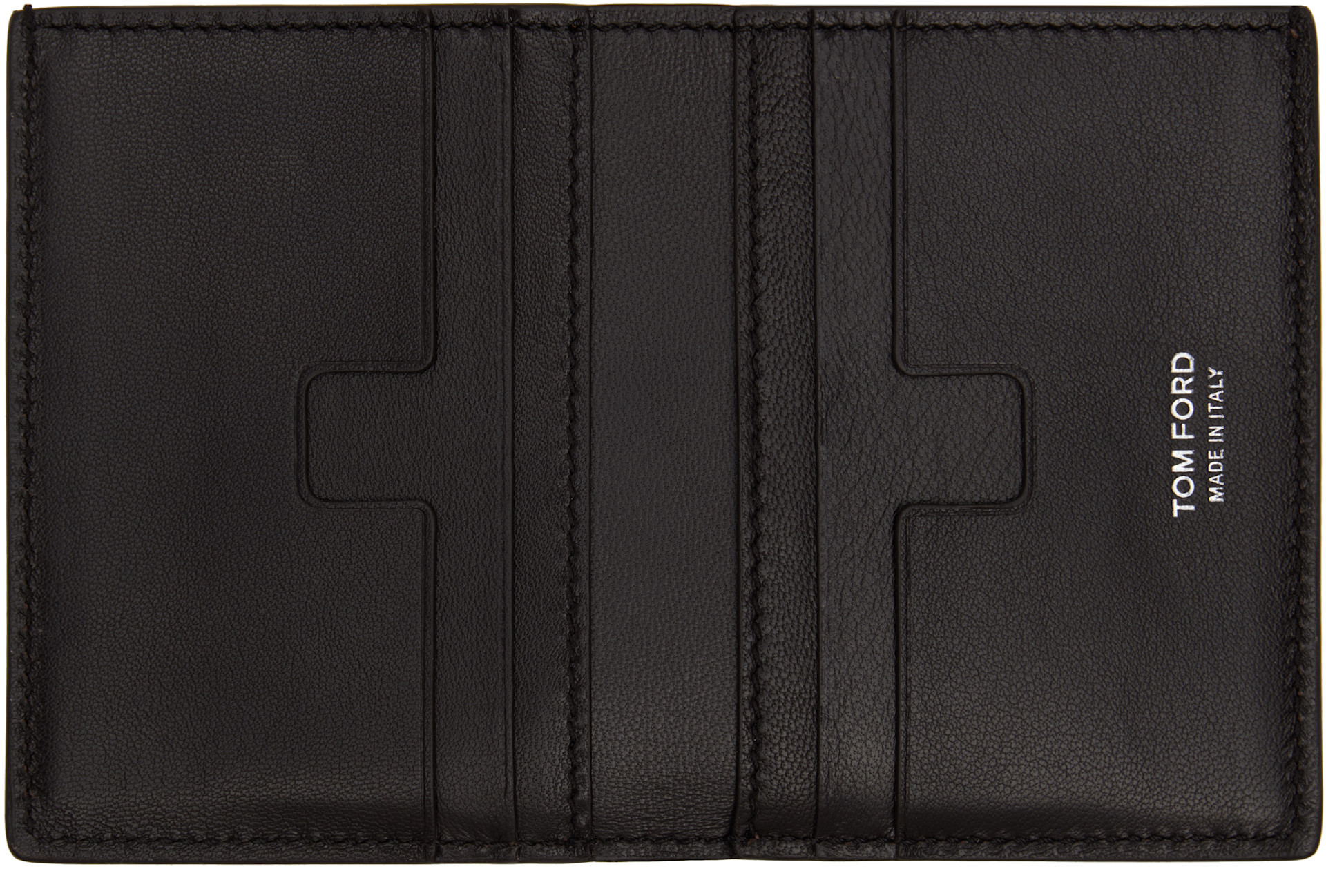 TOM FORD: Brown Shiny Printed Croc T Line Card Holder | SSENSE