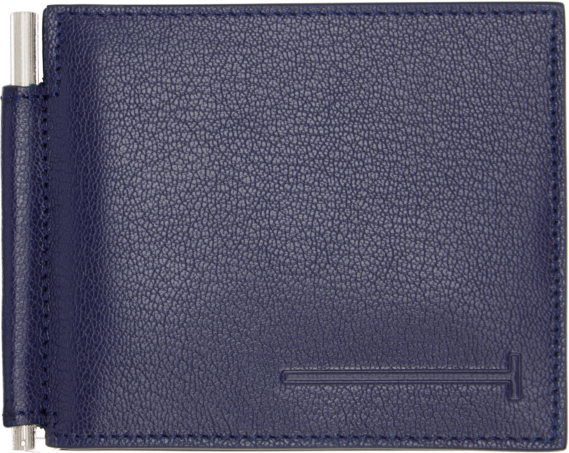 TOM FORD: ネイビー Elongated T Line マネークリップ ウォレット