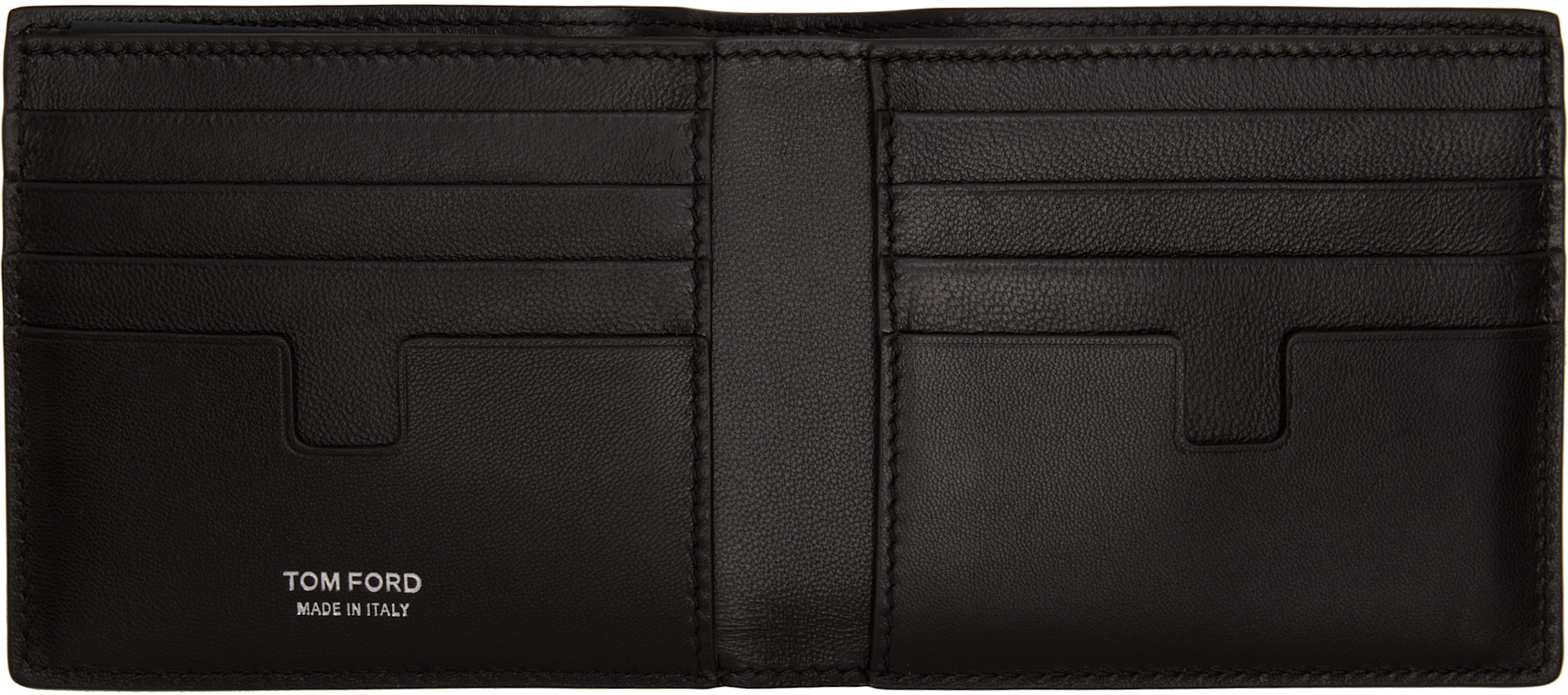 TOM FORD: Brown Shiny Printed Croc T Line Classic Bifold Wallet