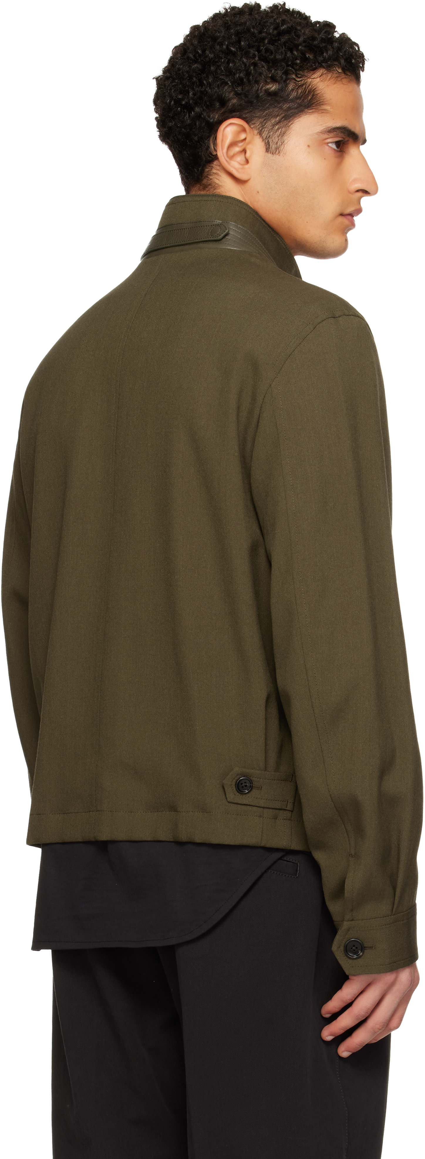 TOM FORD: Khaki Wool Cashmere Silk Reps Harrington Jacket | SSENSE