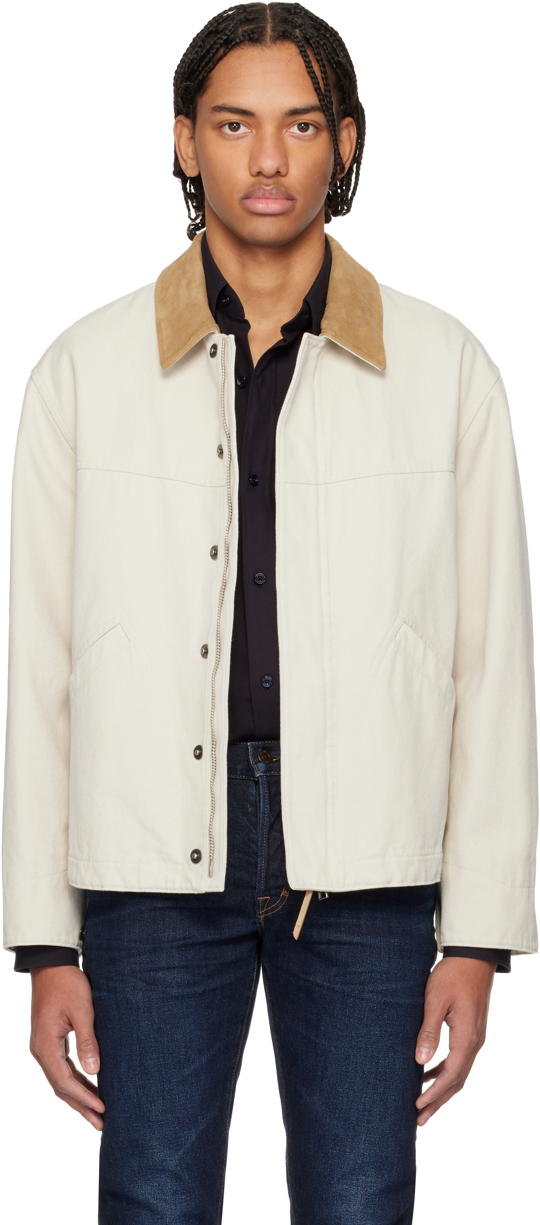 TOM FORD: Tan Cotton Canvas Workwear Jacket | SSENSE
